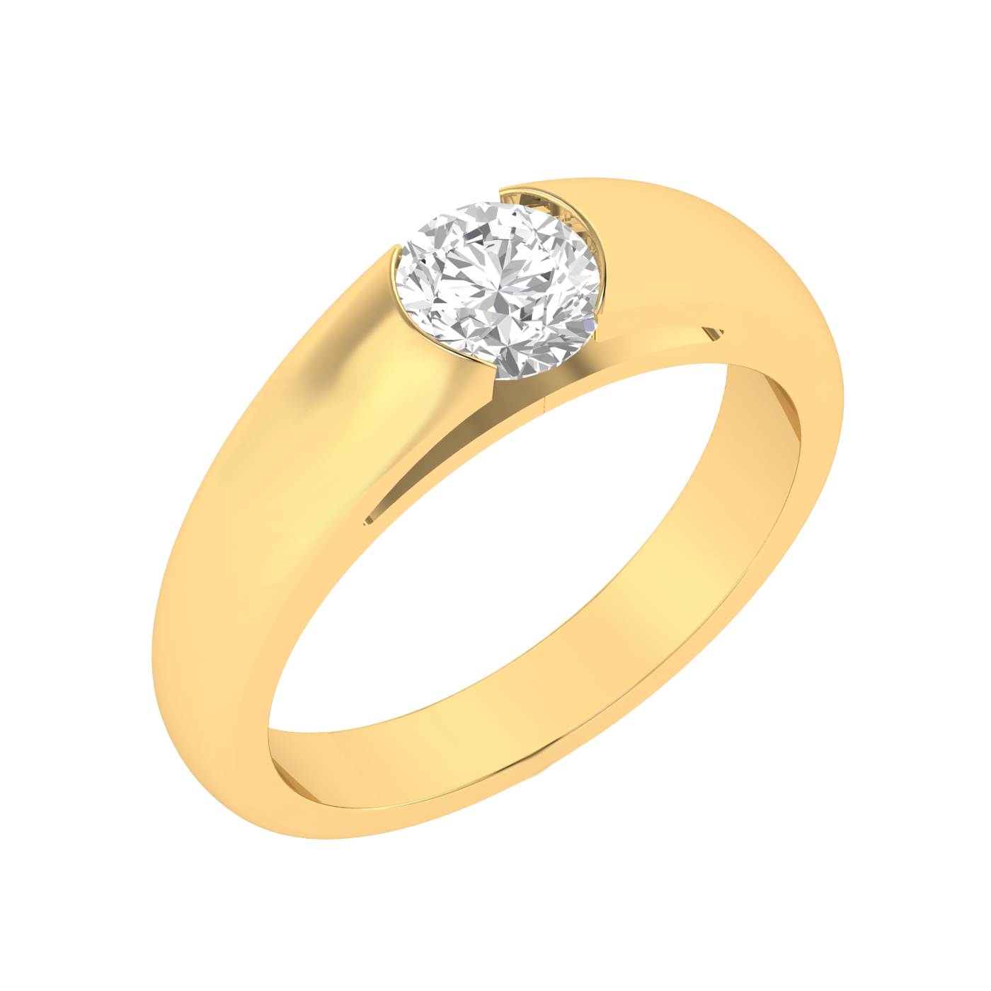 Lab Grown 1 carat solitaire Gents ring - Gold
