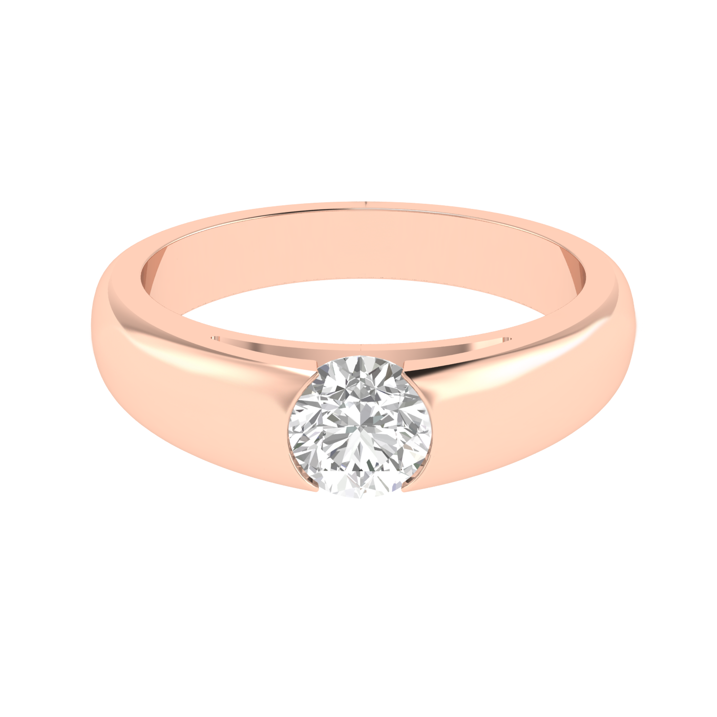 Lab Grown 1 carat solitaire Gents ring - Rose