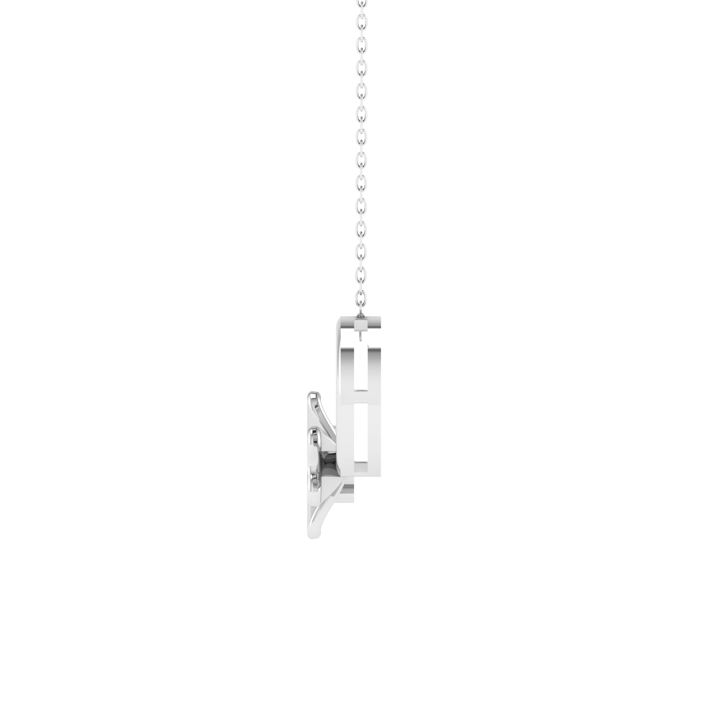 Lab Grown 3D flower with diamond pendant - White