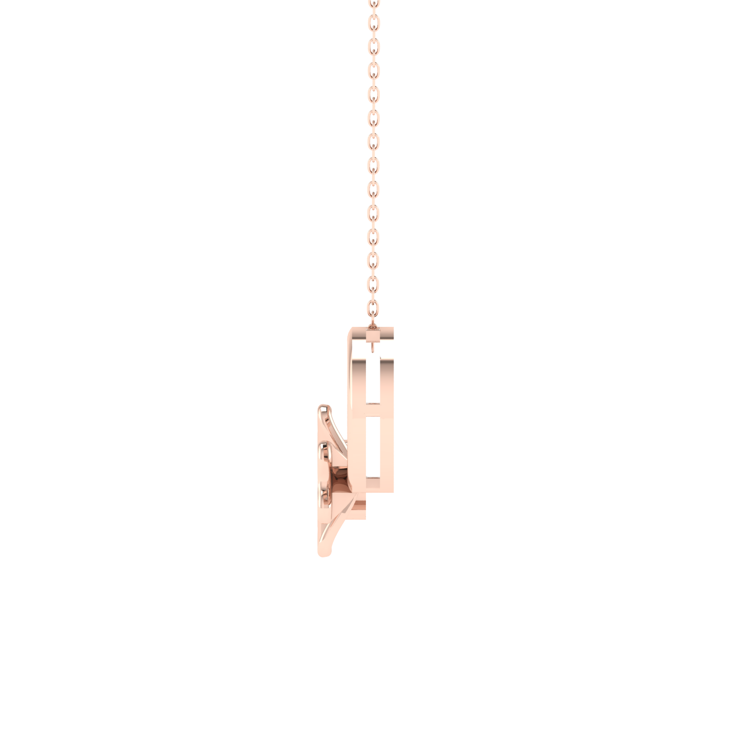 Lab Grown 3D flower with diamond pendant - Rose
