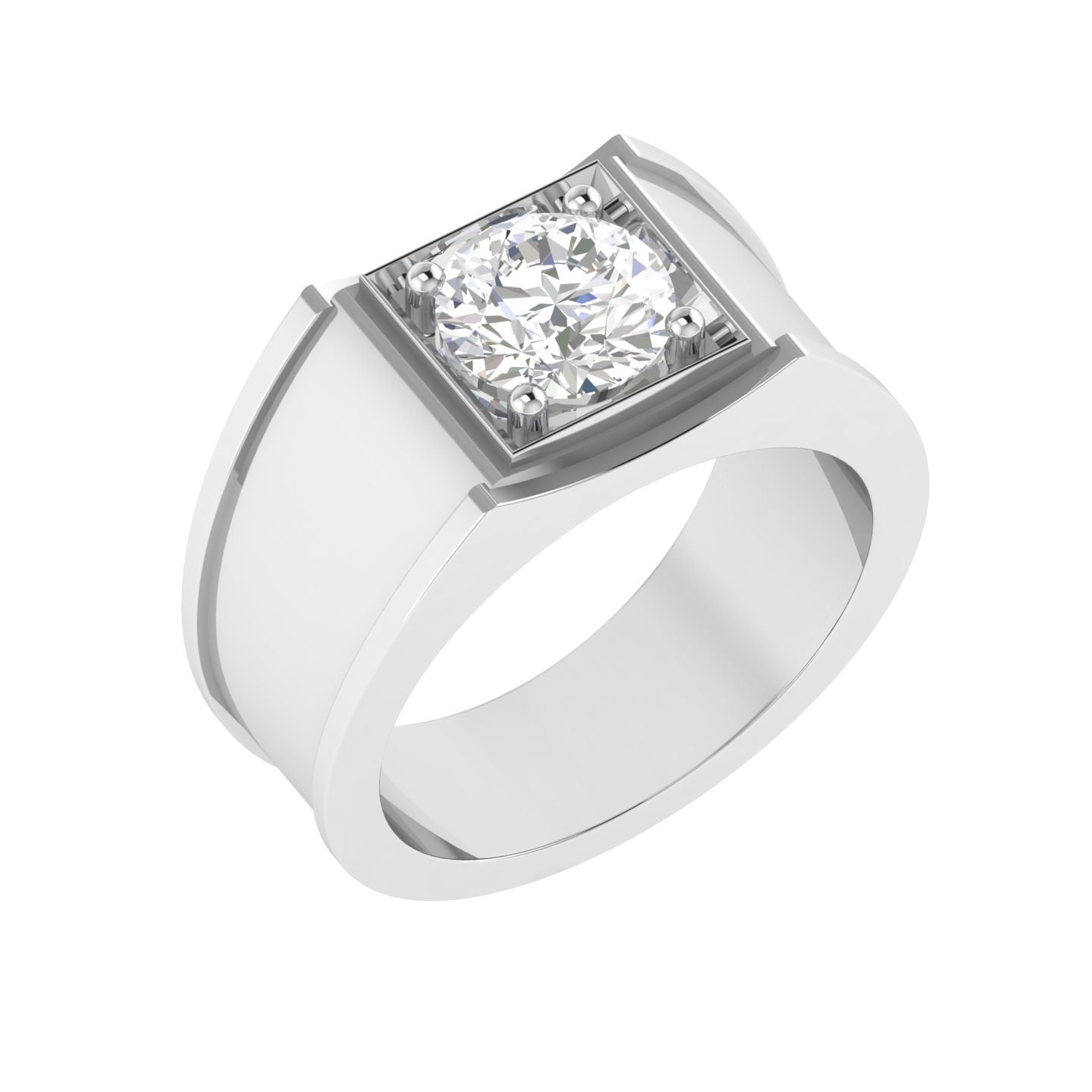 Lab Grown broad shank genst ring - White