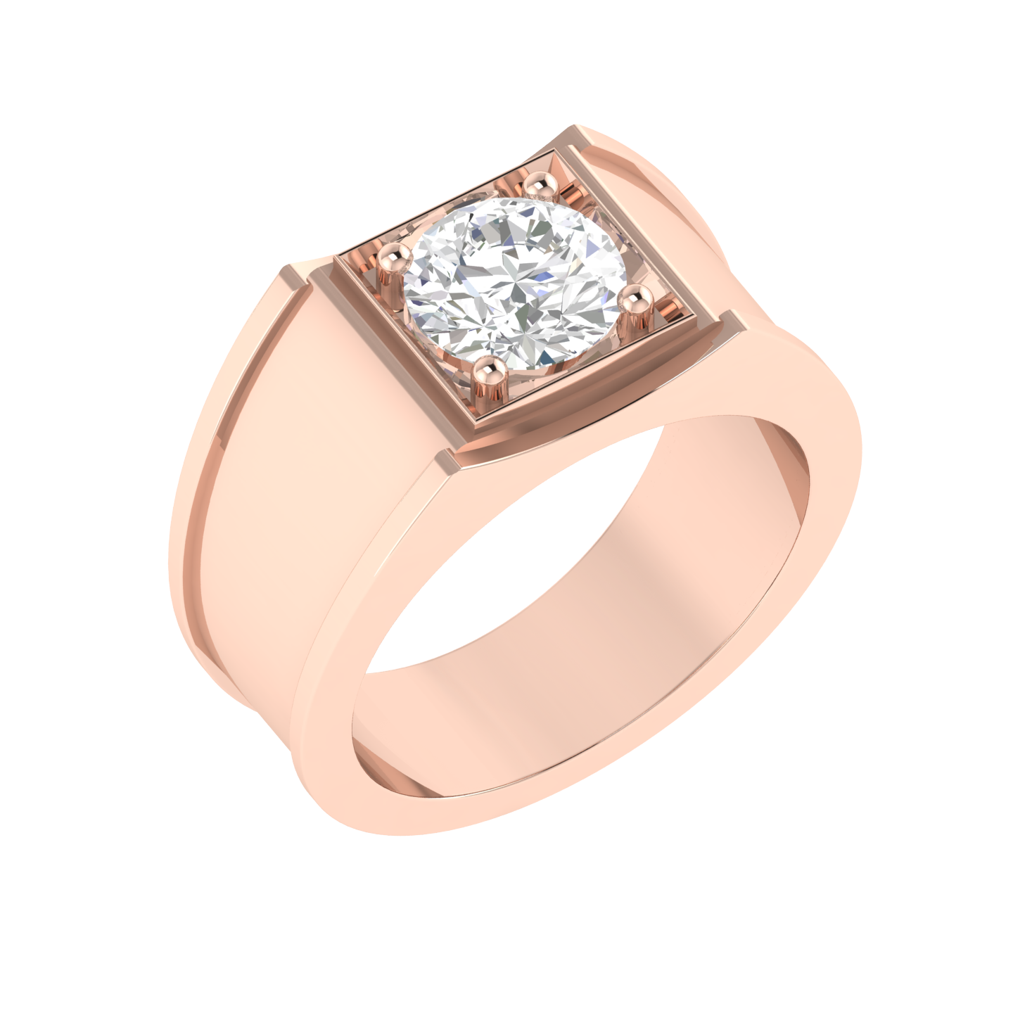Lab Grown broad shank genst ring - Rose