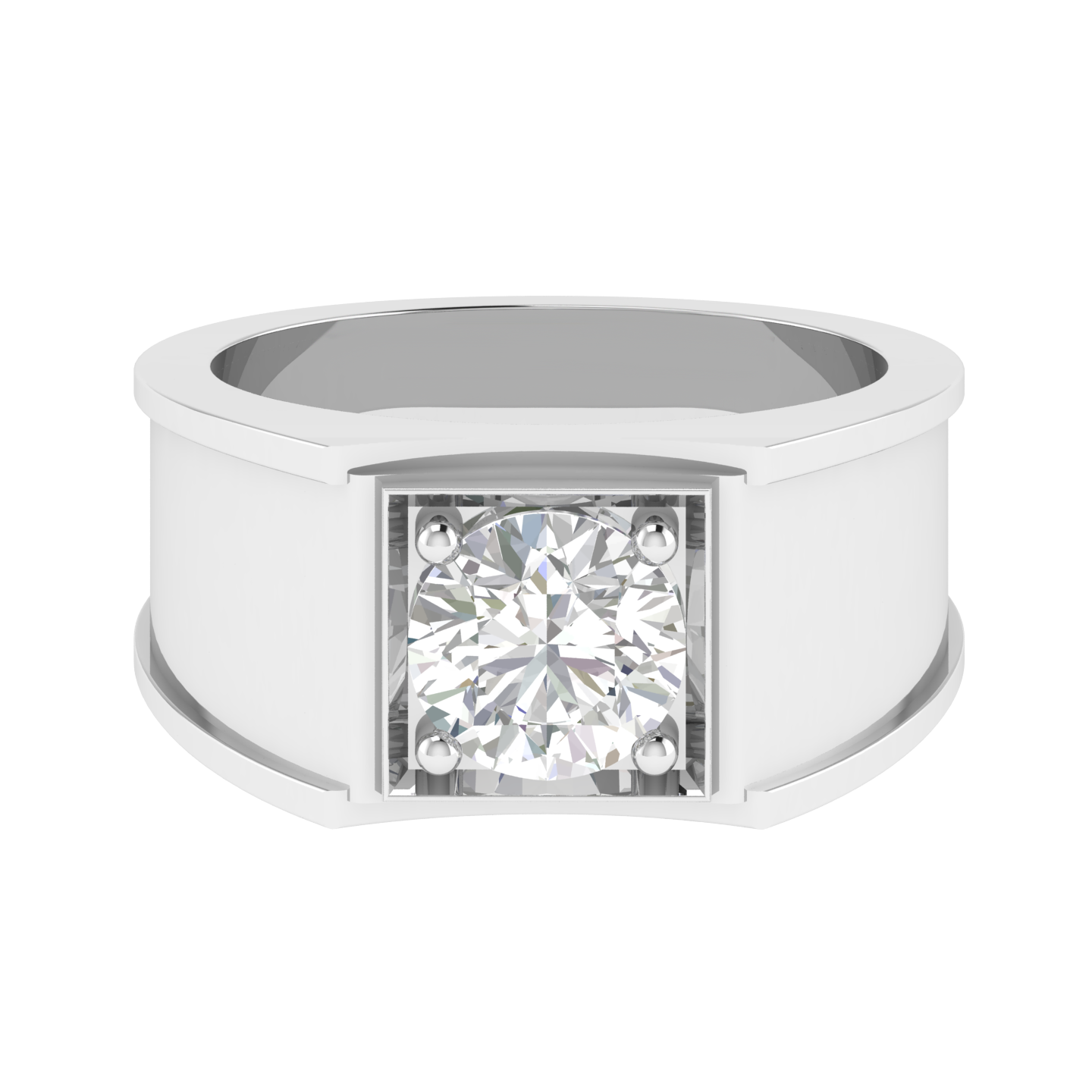 Lab Grown broad shank genst ring - White
