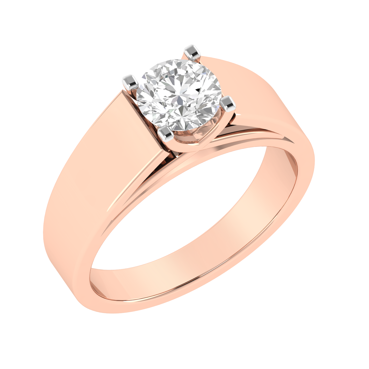 Lab Grown dual tone solitaire Gents ring - Rose