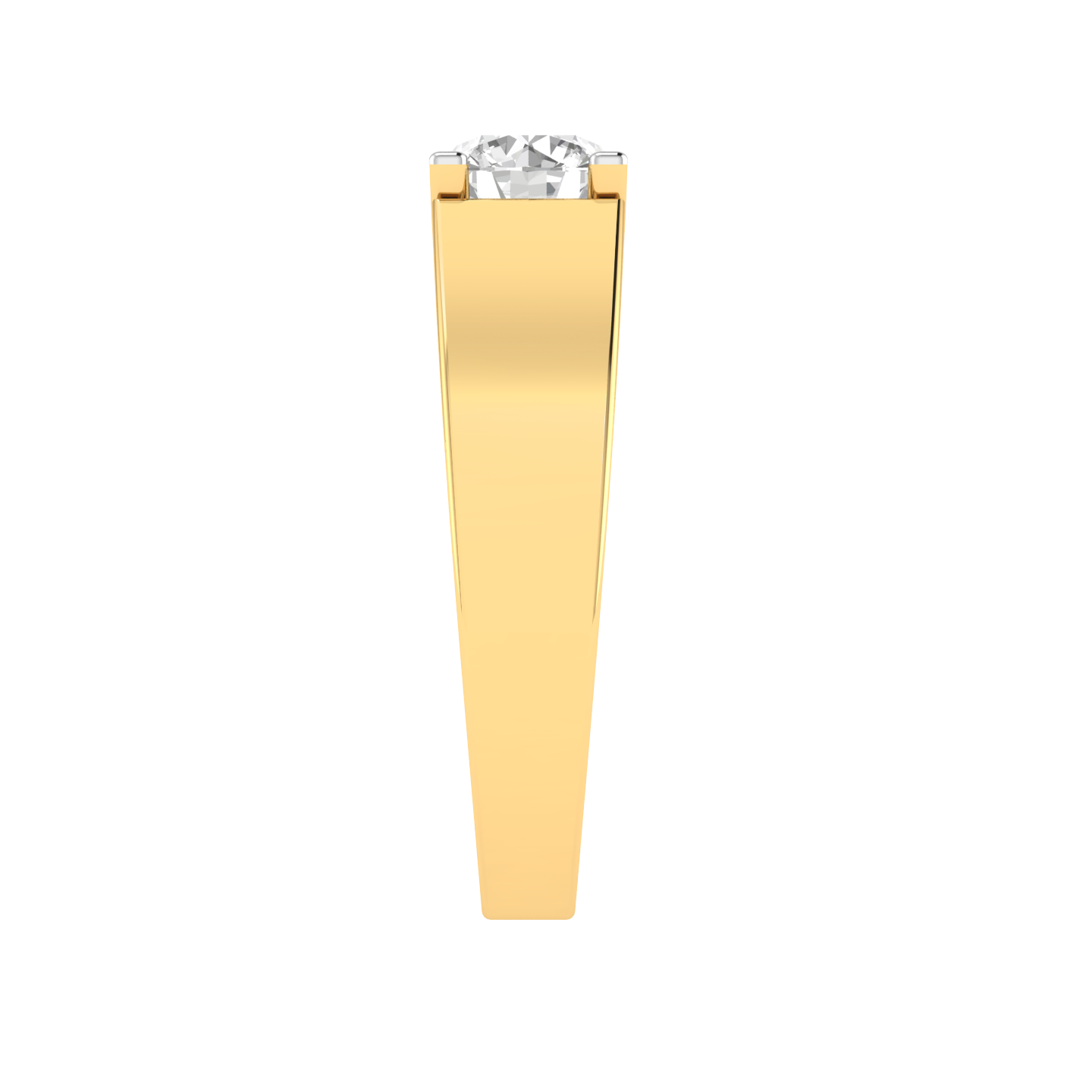 Lab Grown dual tone solitaire Gents ring - Gold