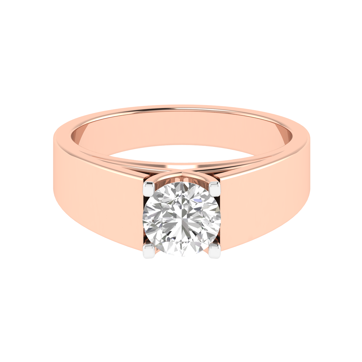 Lab Grown dual tone solitaire Gents ring - Rose