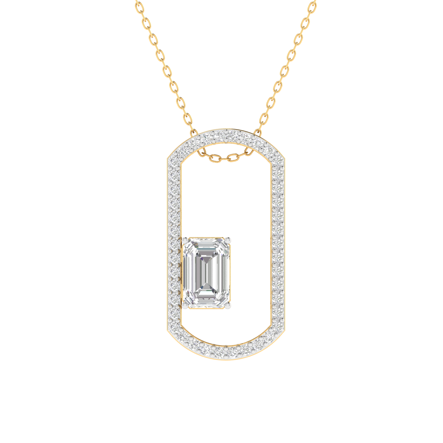 Lab Grown emerald solitaire pendant - Gold