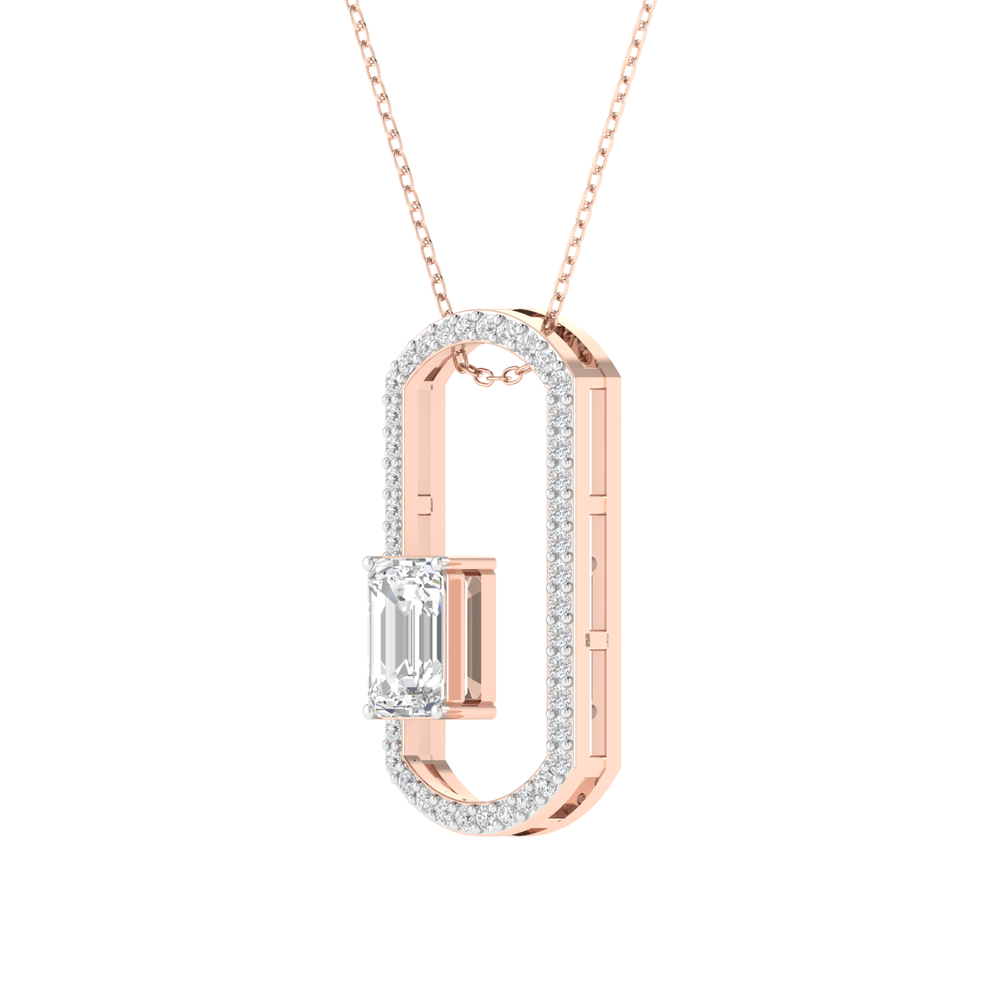 Lab Grown emerald solitaire pendant - Rose