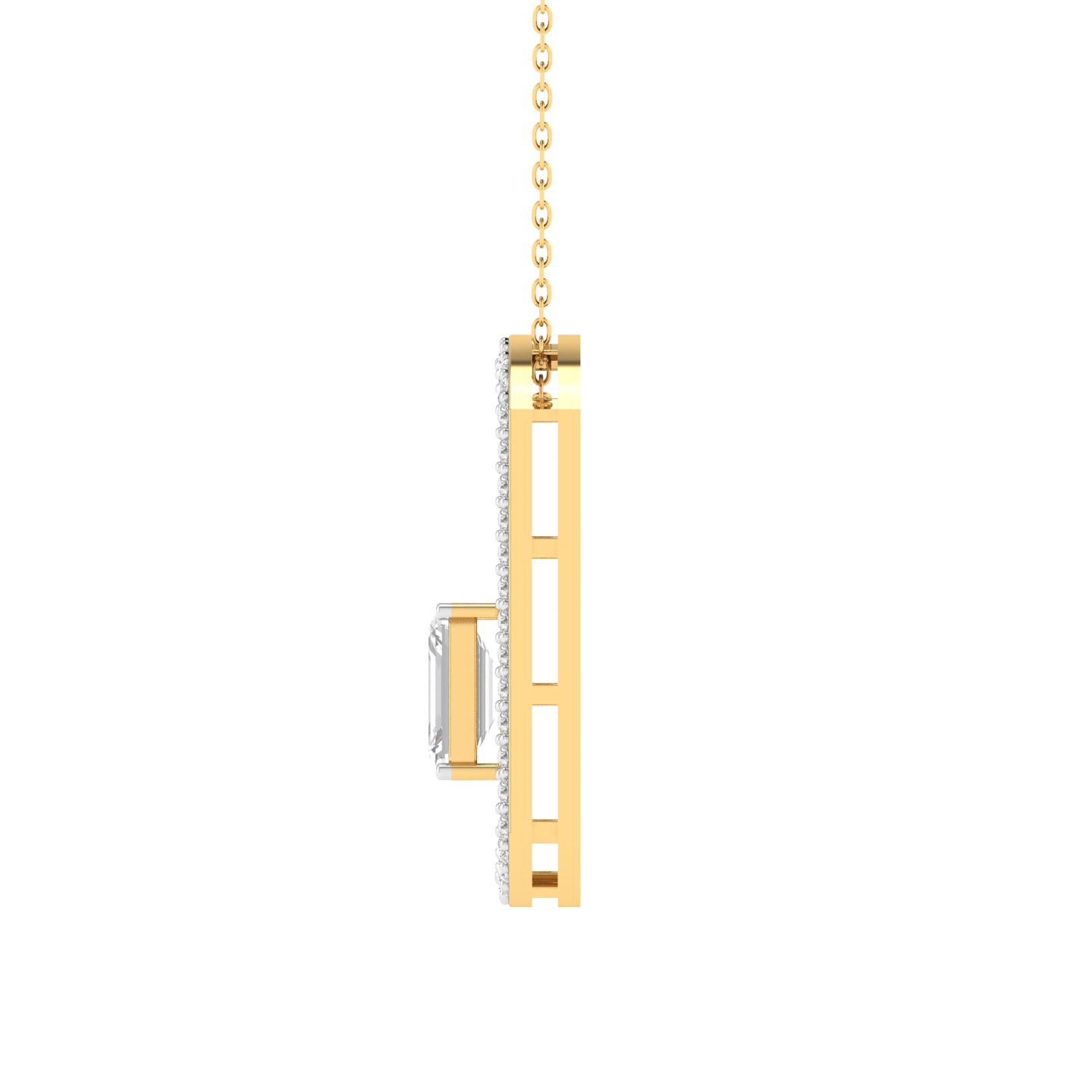 Lab Grown emerald solitaire pendant - Gold