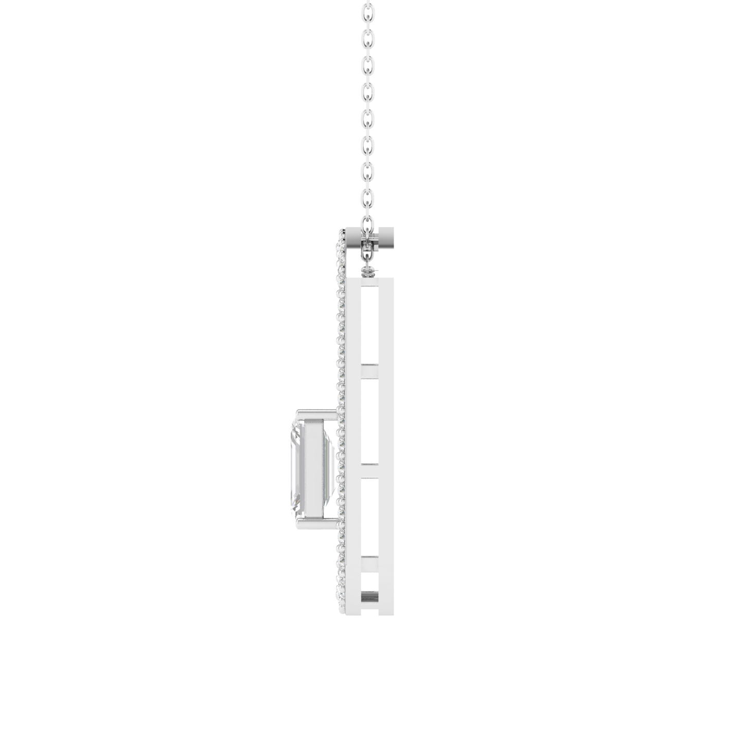Lab Grown emerald solitaire pendant - White