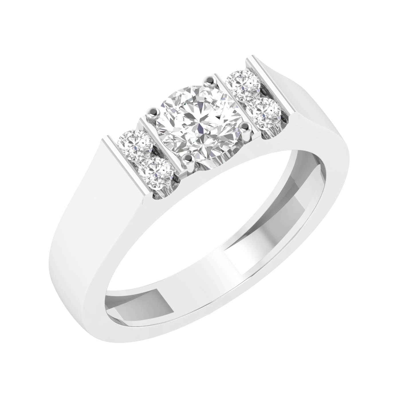 Lab Grown gents ring with small diamonds - White