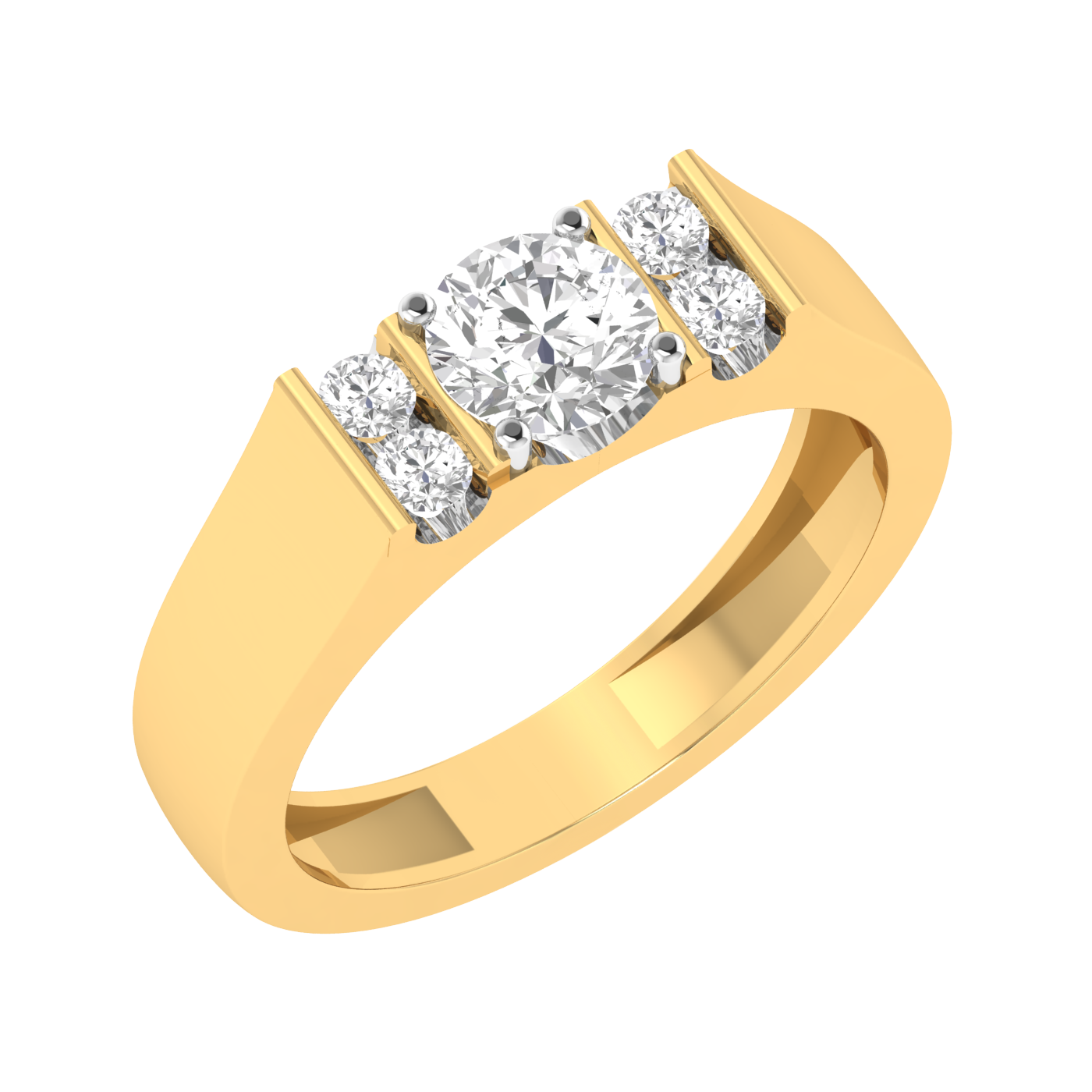 Lab Grown gents ring with small diamonds - Gold