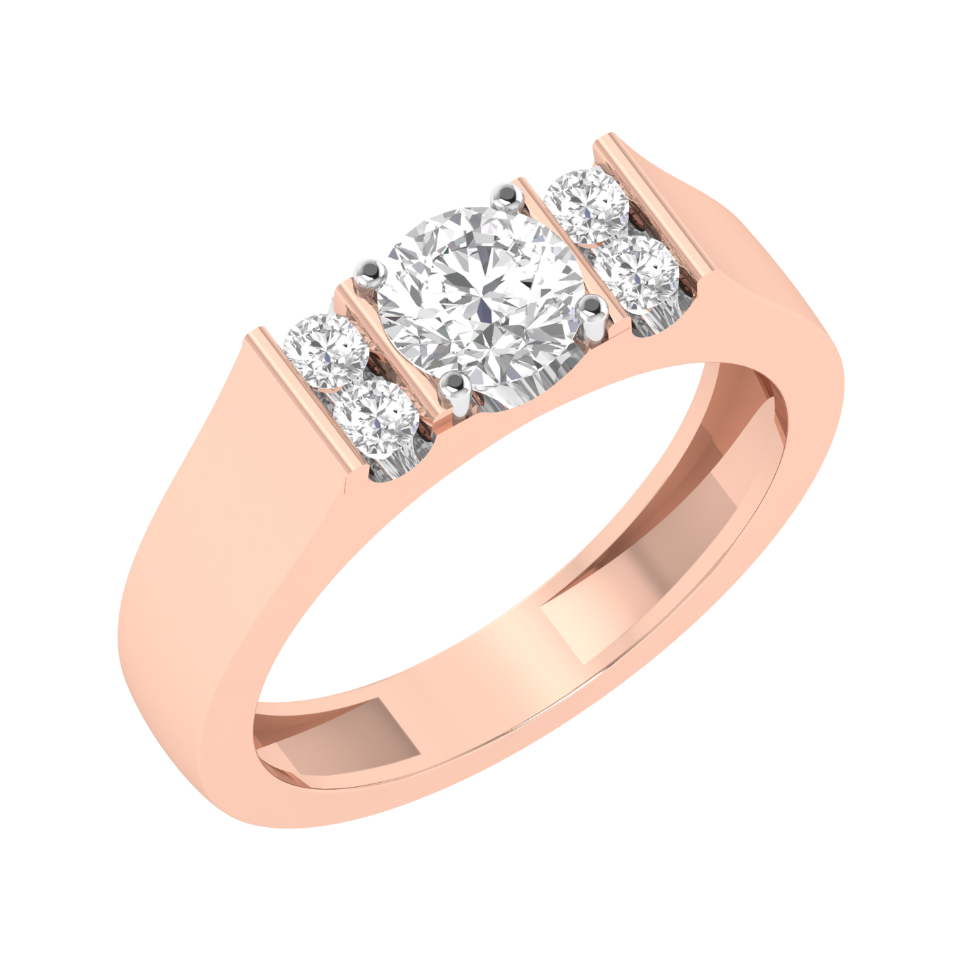 Lab Grown gents ring with small diamonds - Rose