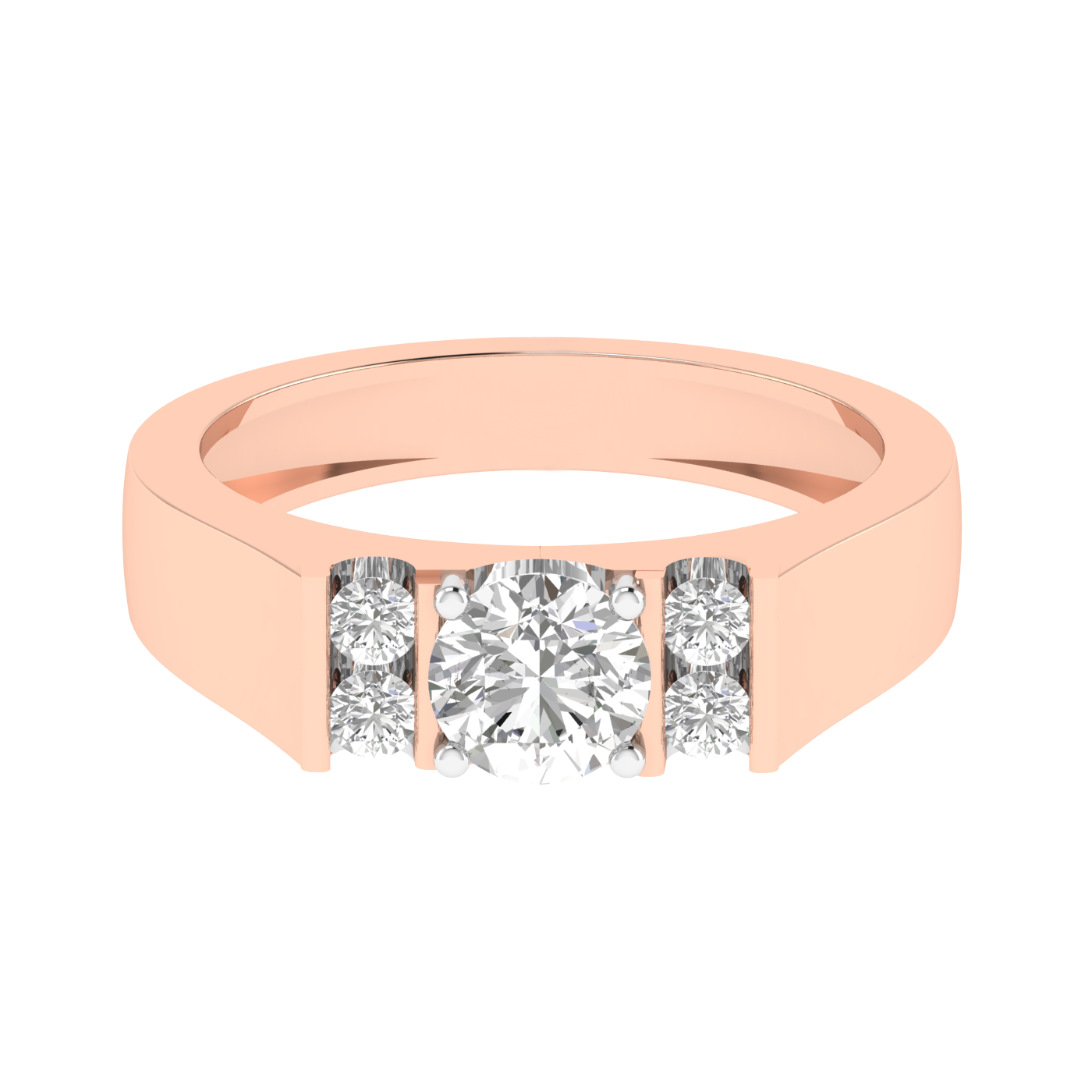 Lab Grown gents ring with small diamonds - Rose