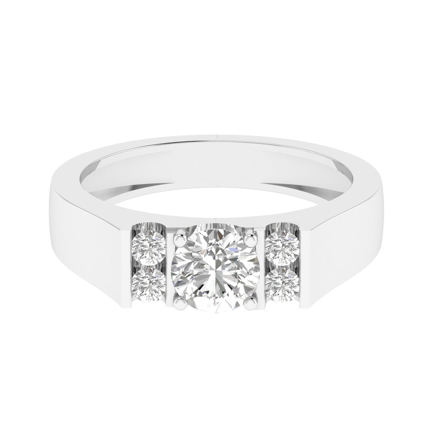 Lab Grown gents ring with small diamonds - White