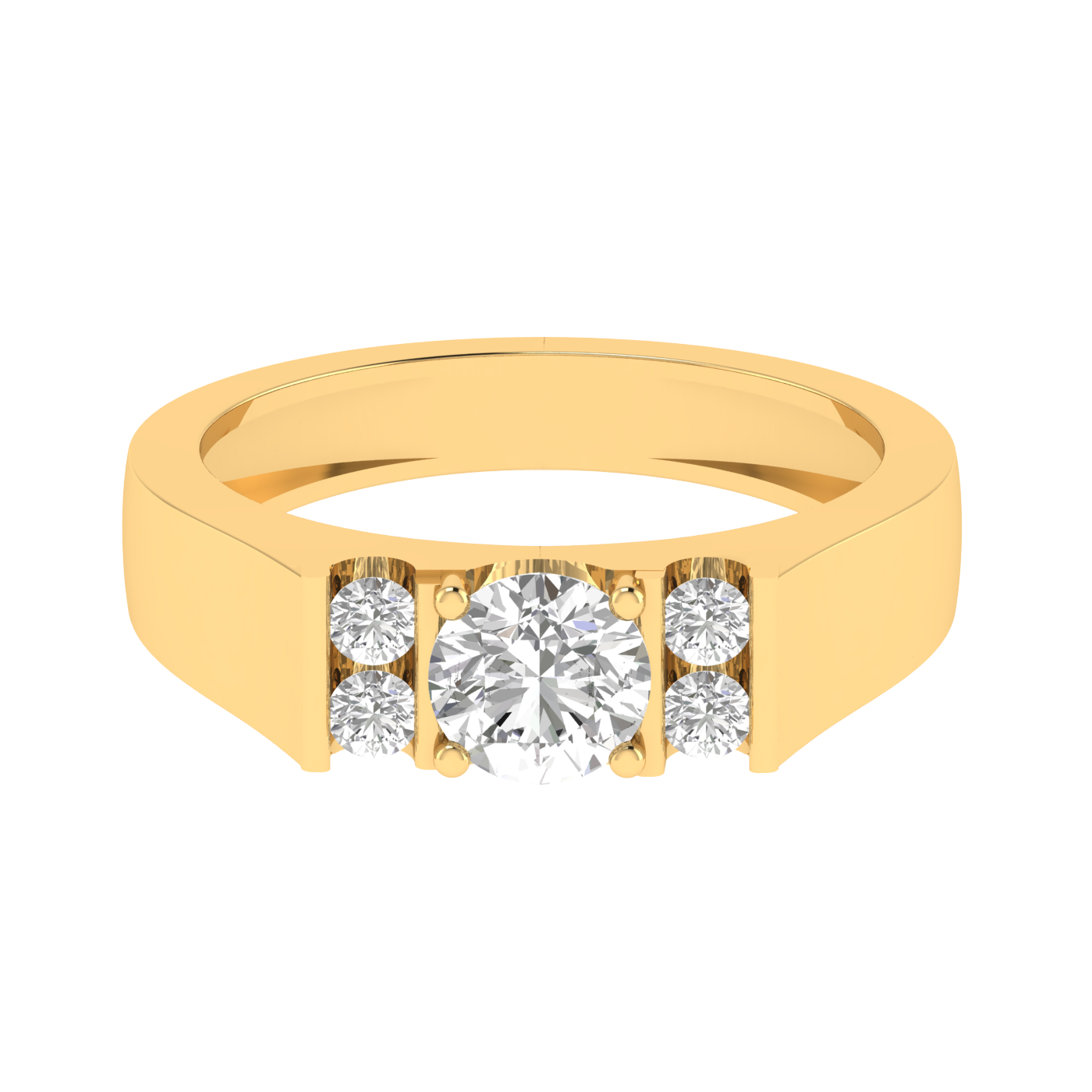 Lab Grown gents ring with small diamonds - Gold