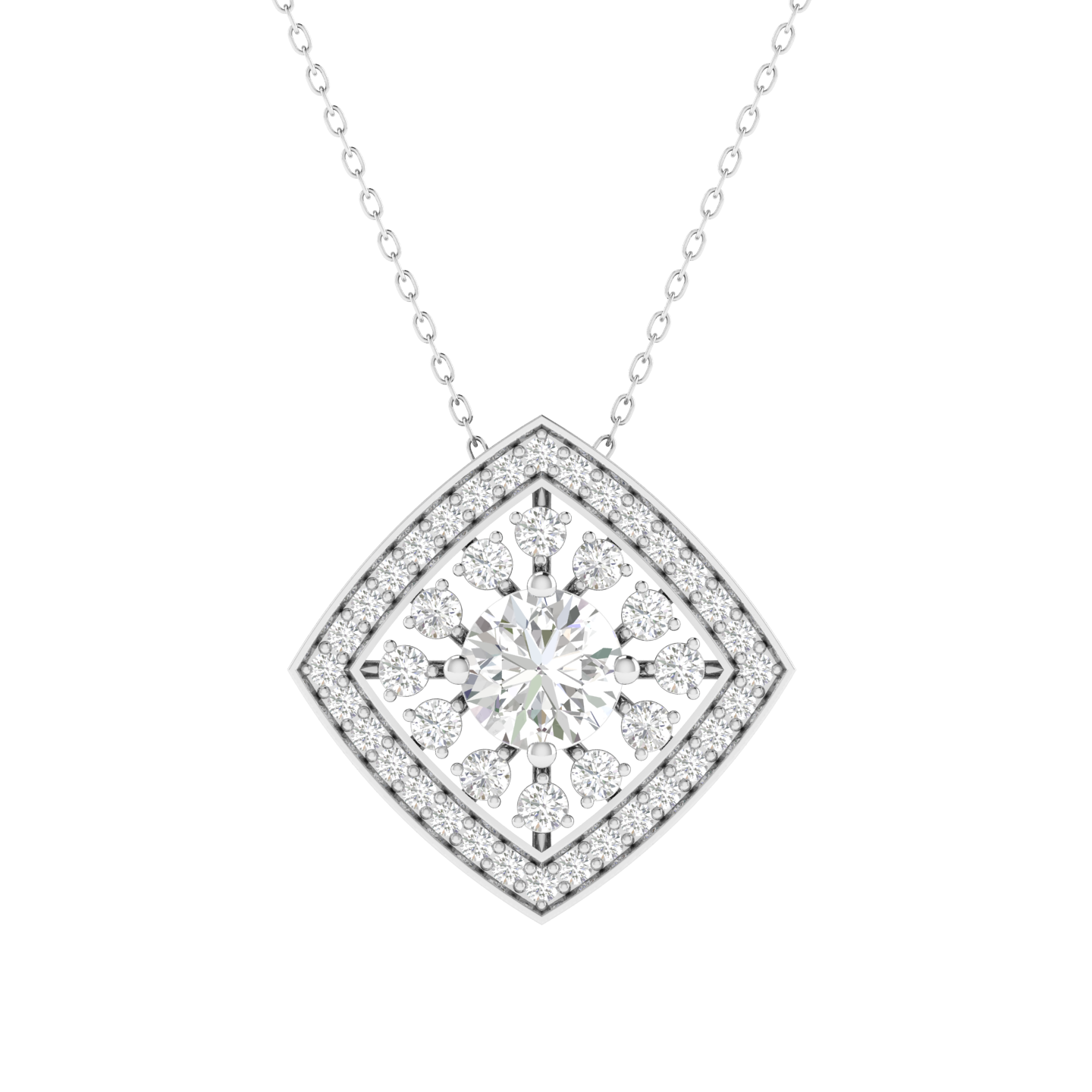 Lab Grown round solitaire fancy pendant - White