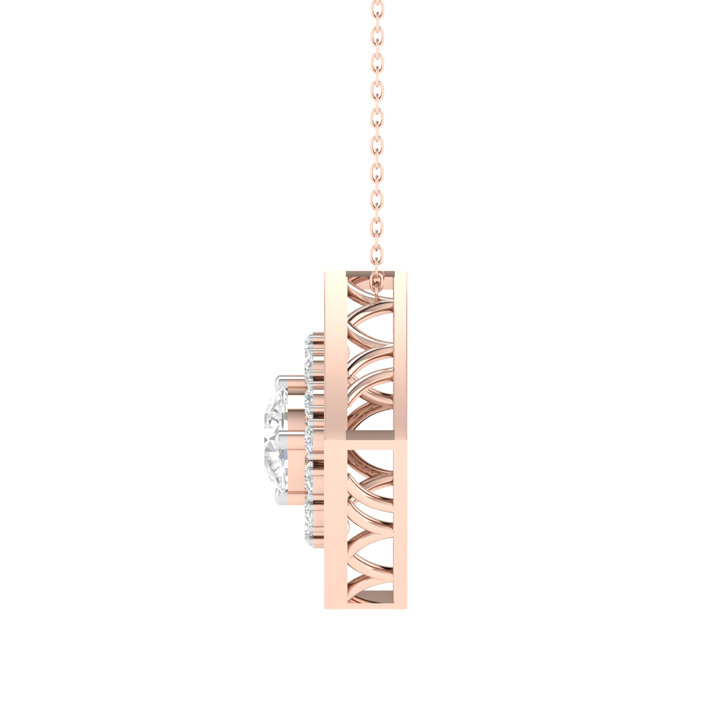 Lab Grown round solitaire fancy pendant - Rose