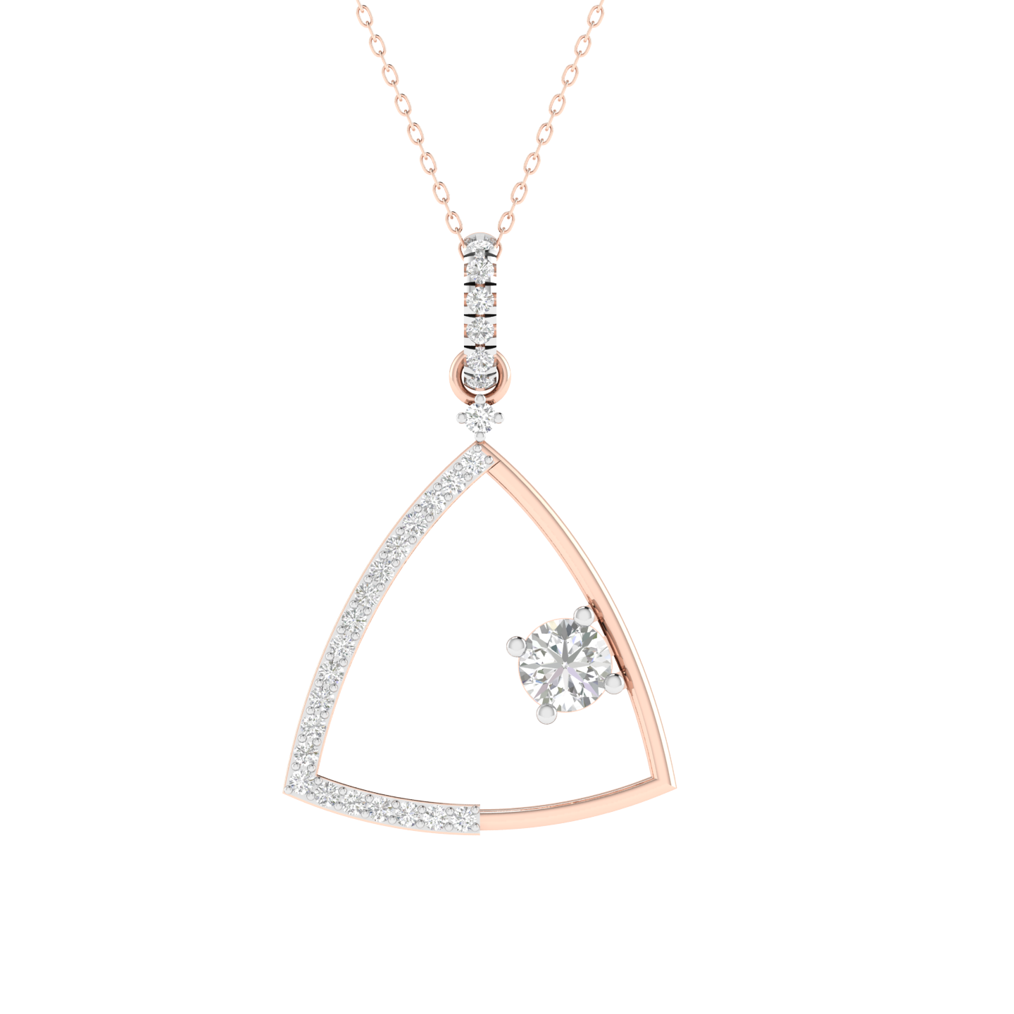 Lab Grown triangle pendant - Rose