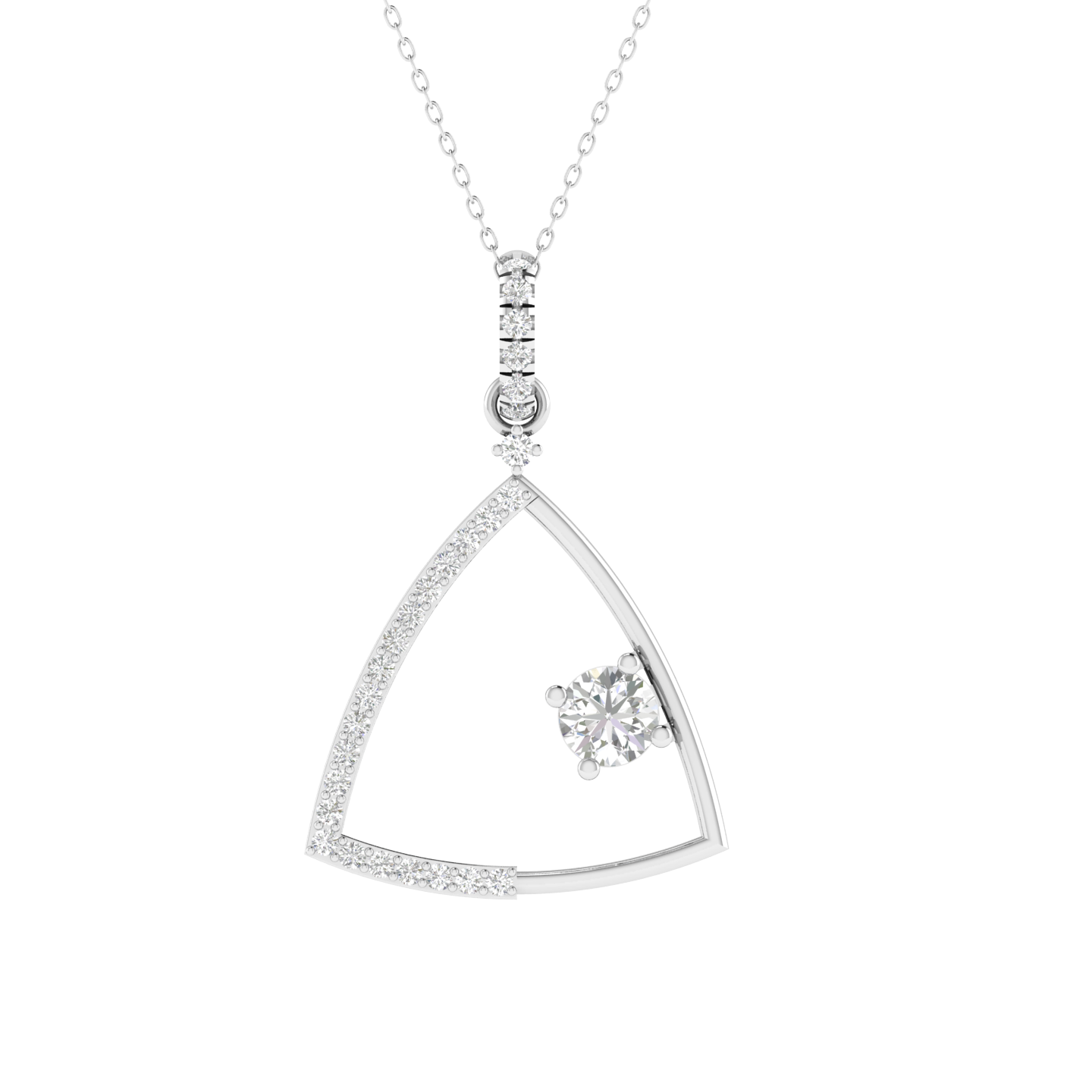 Lab Grown triangle pendant - White