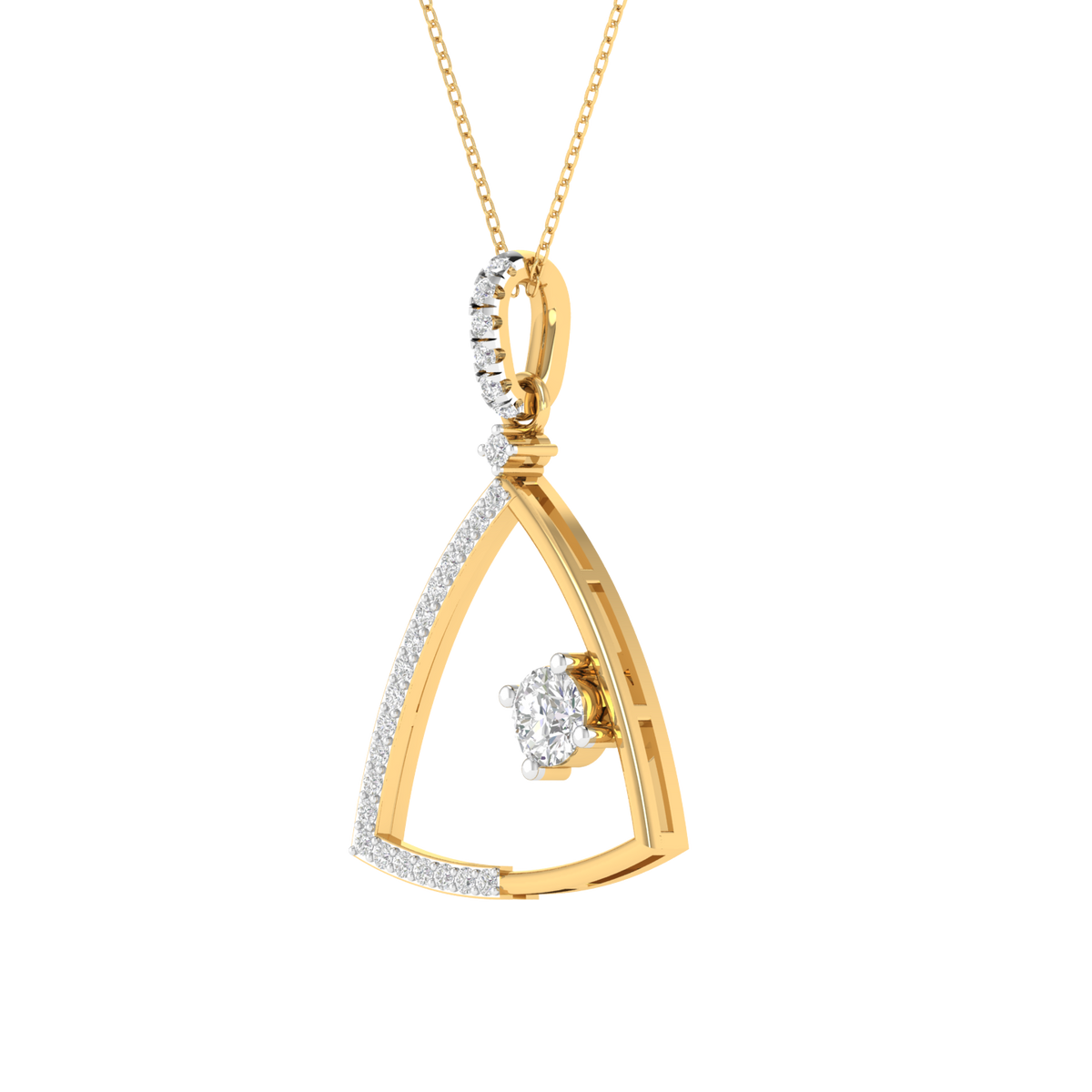 Lab Grown triangle pendant - Gold
