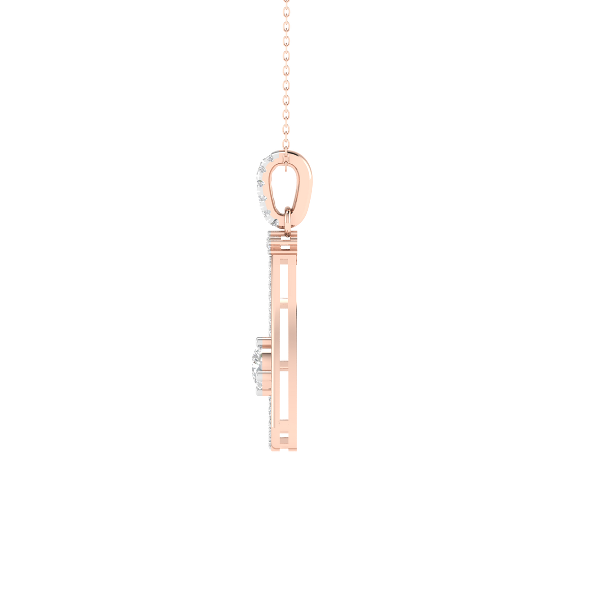 Lab Grown triangle pendant - Rose