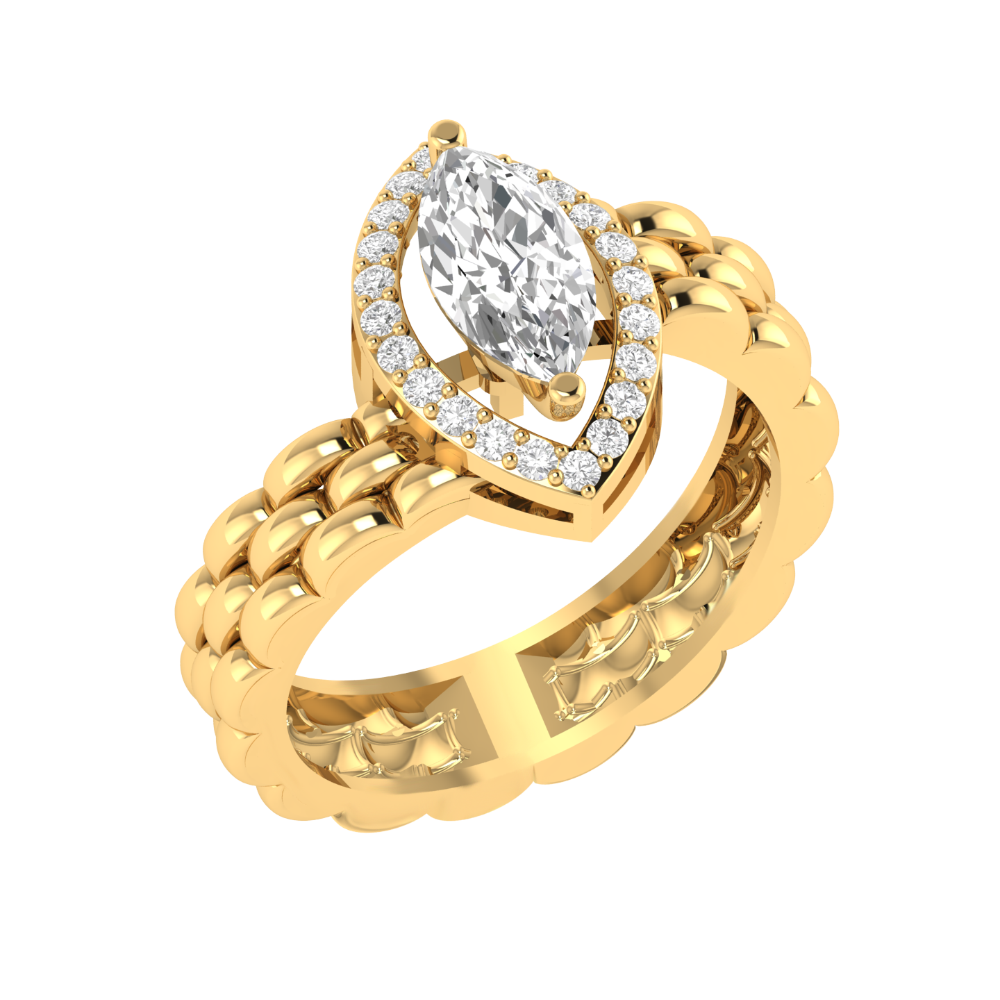 Marquise Slanting Band - Gold