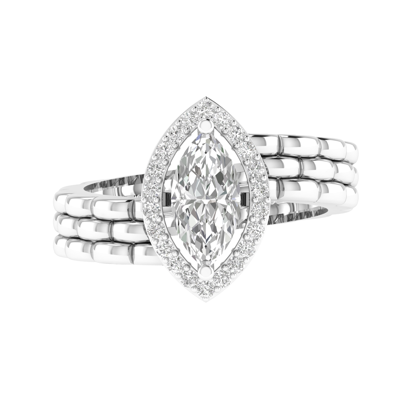 Marquise Slanting Band - White
