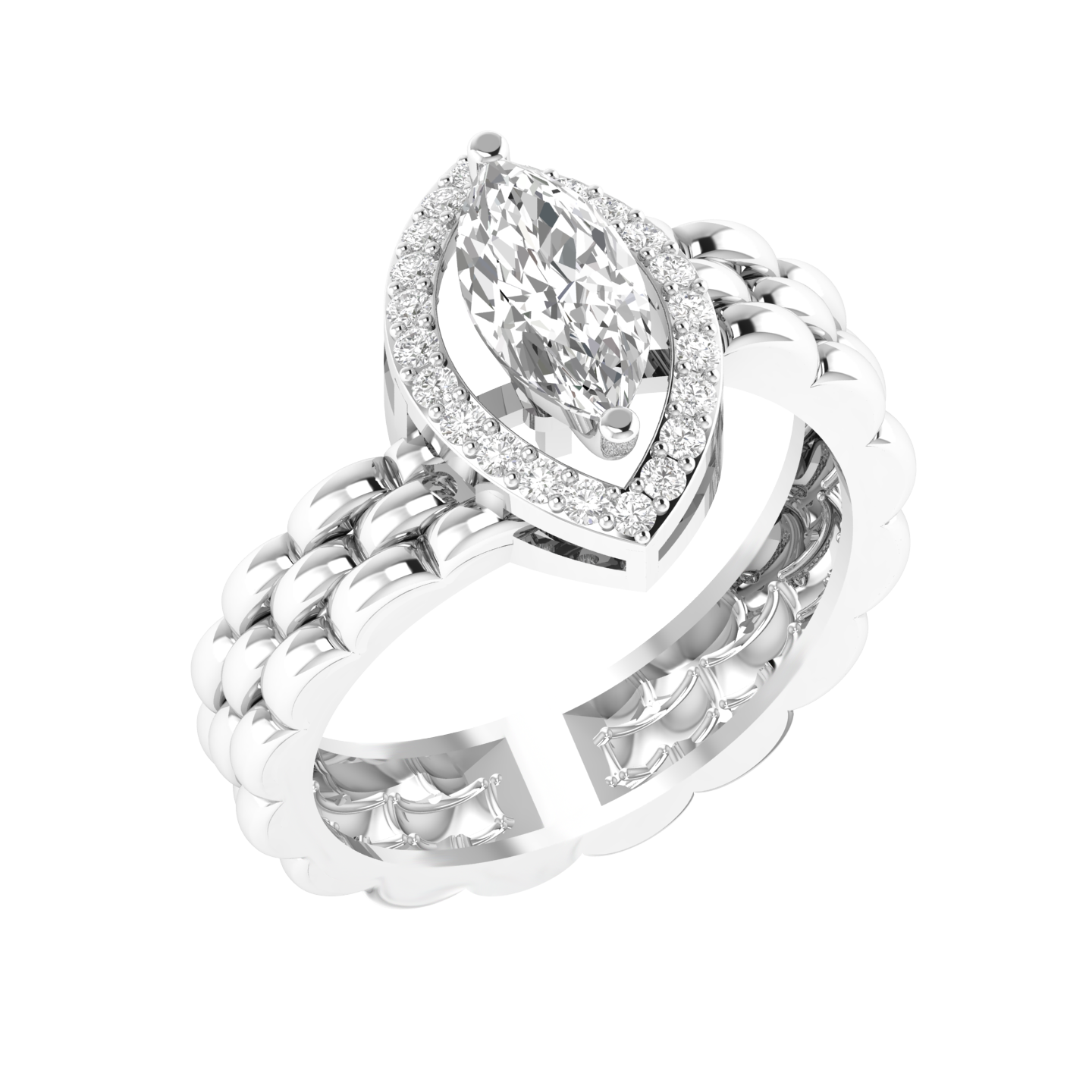 Marquise Slanting Band - White