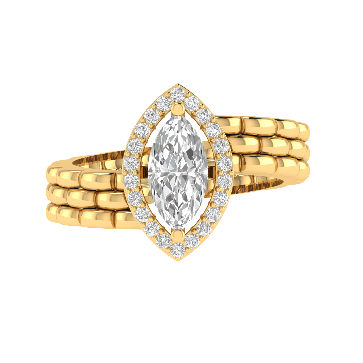 Marquise Slanting Band - Gold