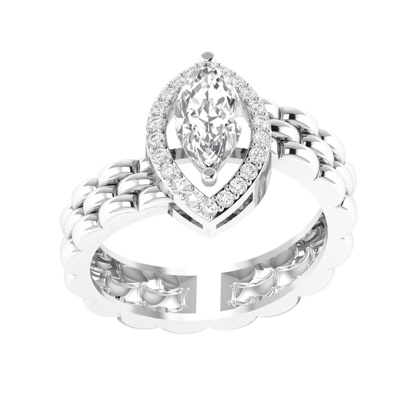 Marquise Slanting Band - White
