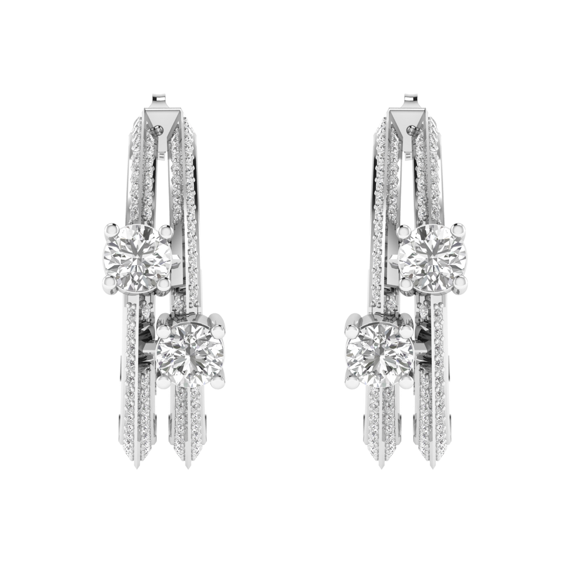 Multi solitaire hoop earrings - White