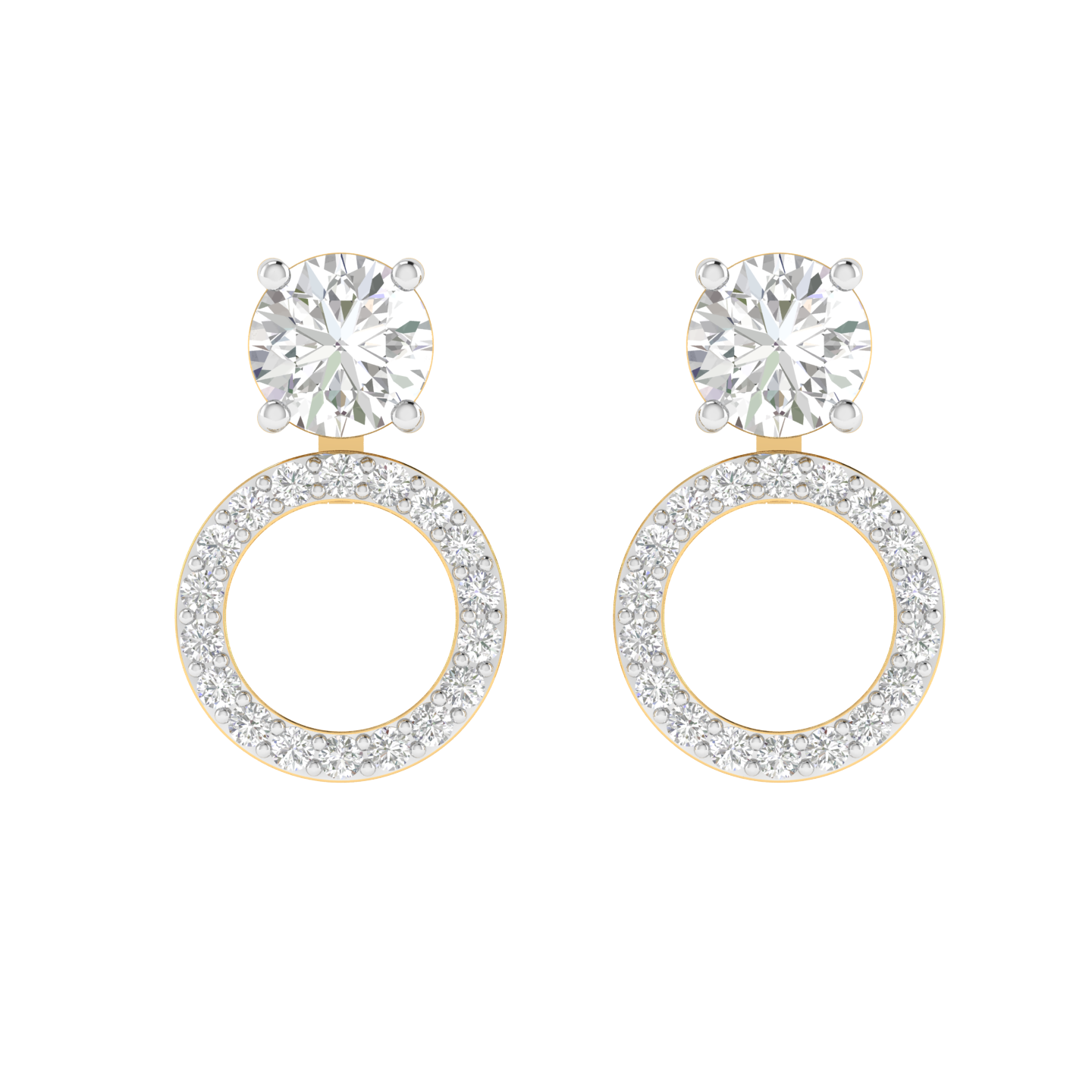 multipurpose round solitaire earrings - Gold
