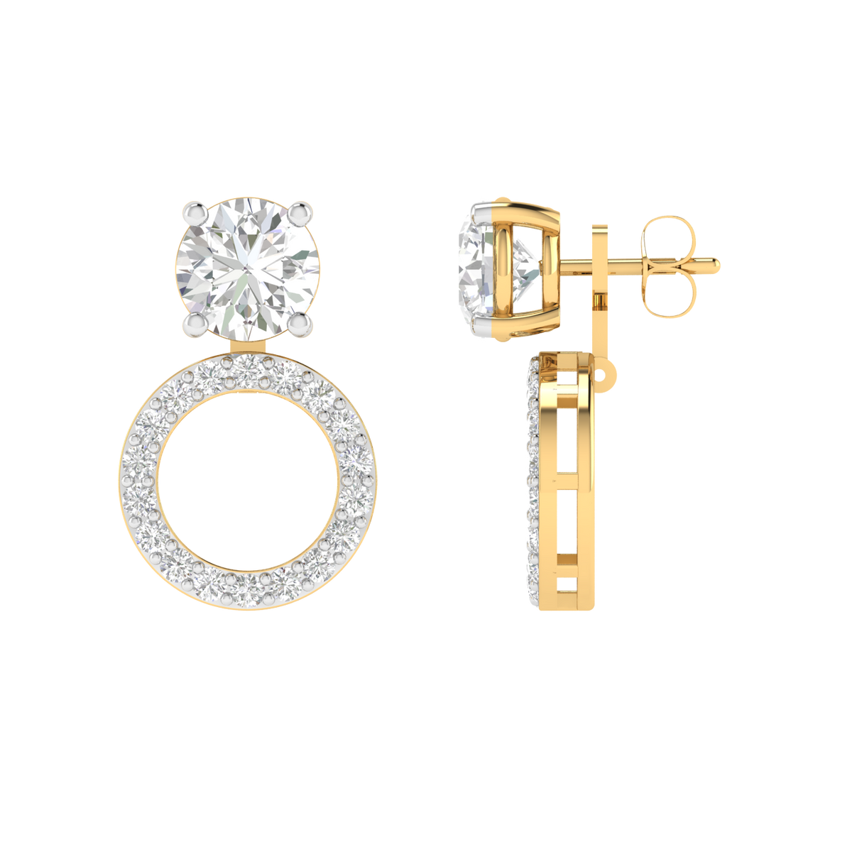multipurpose round solitaire earrings - Gold