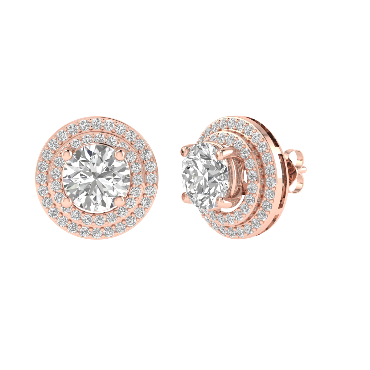 multipurpose round solitaire earrings - Rose