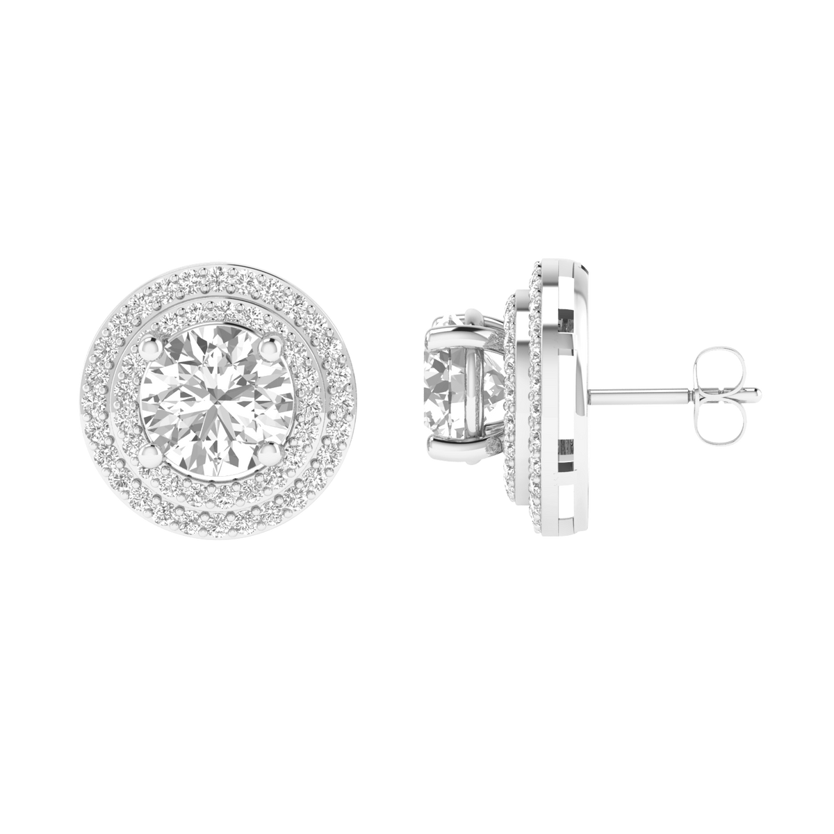 multipurpose round solitaire earrings - White