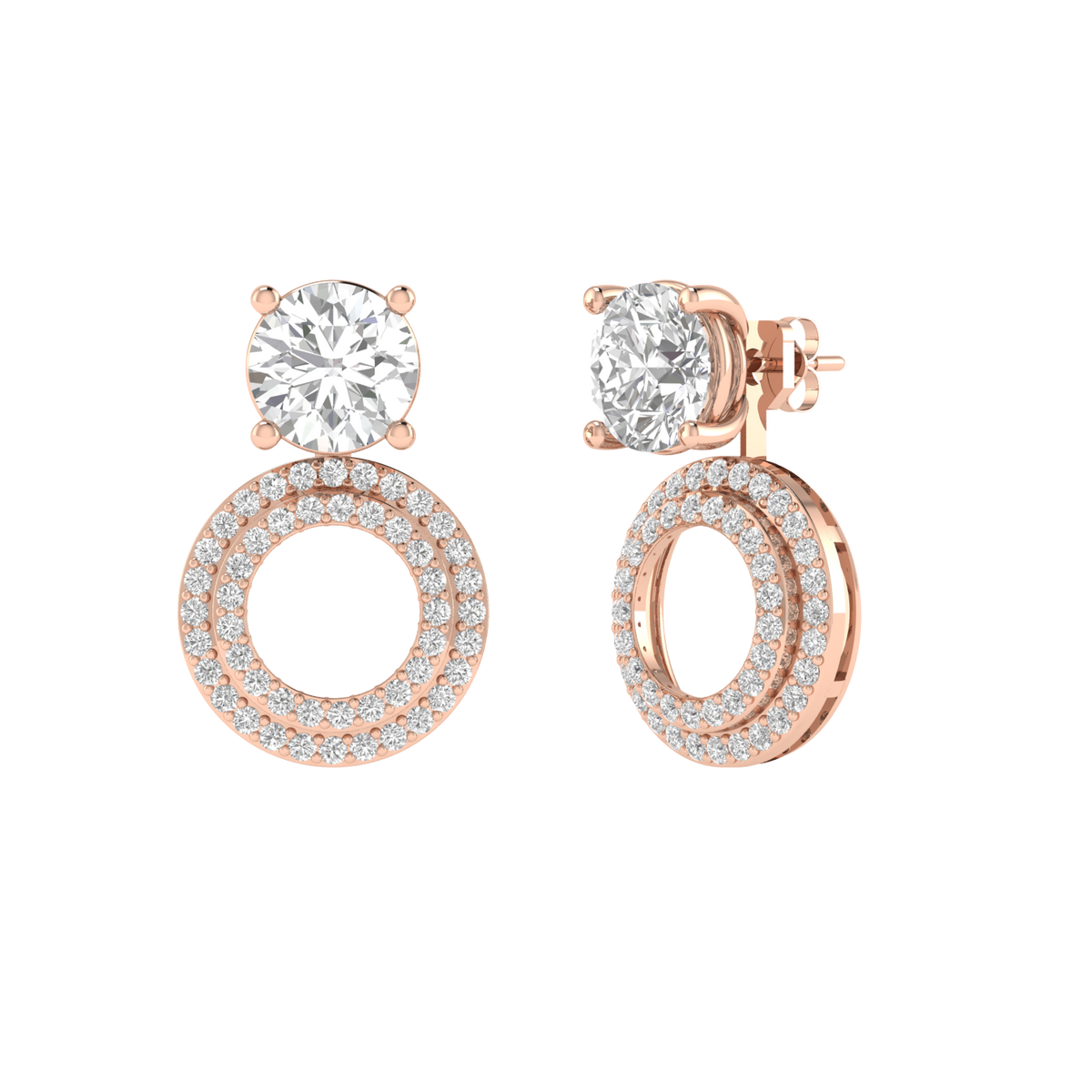 multipurpose round solitaire earrings - Rose