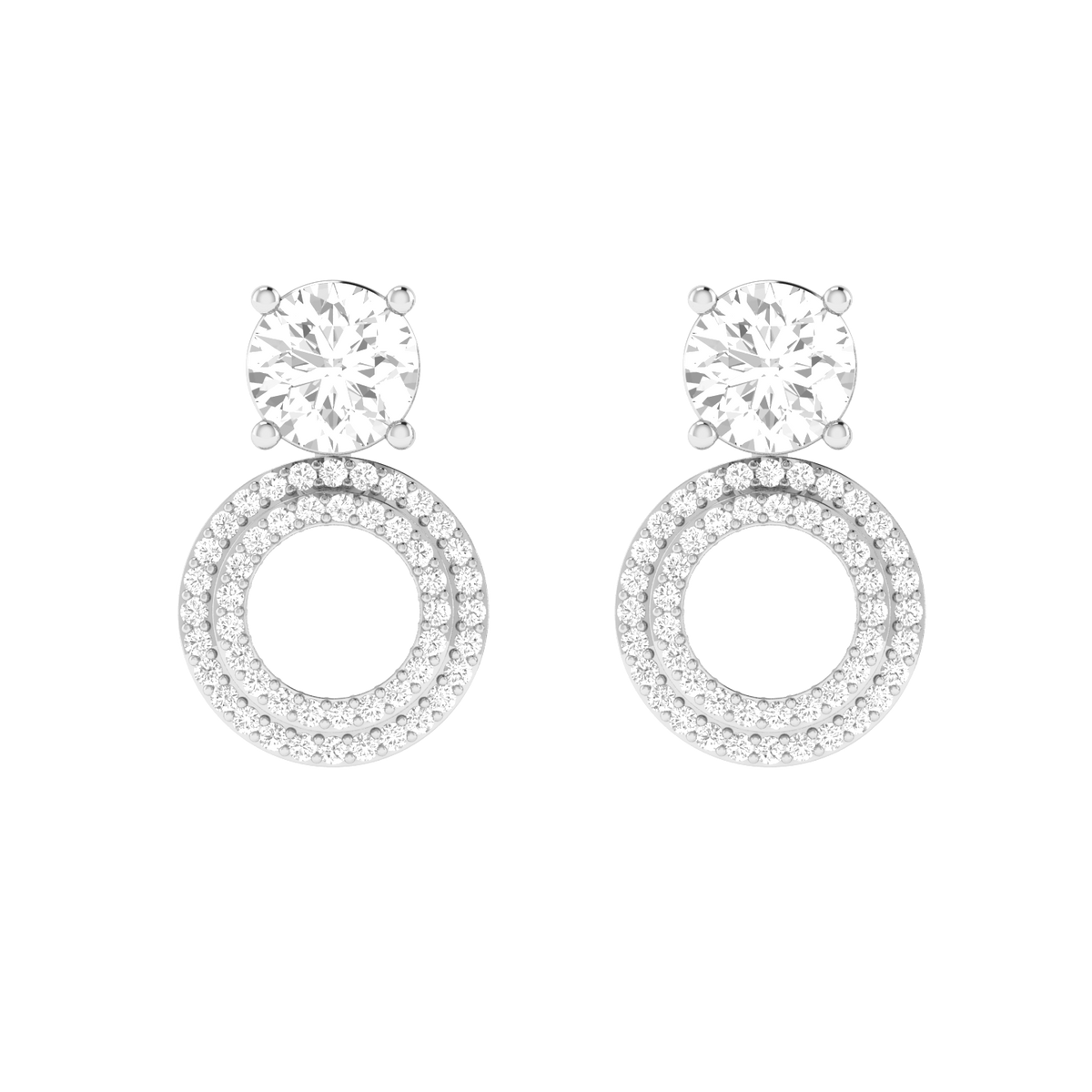 multipurpose round solitaire earrings - White