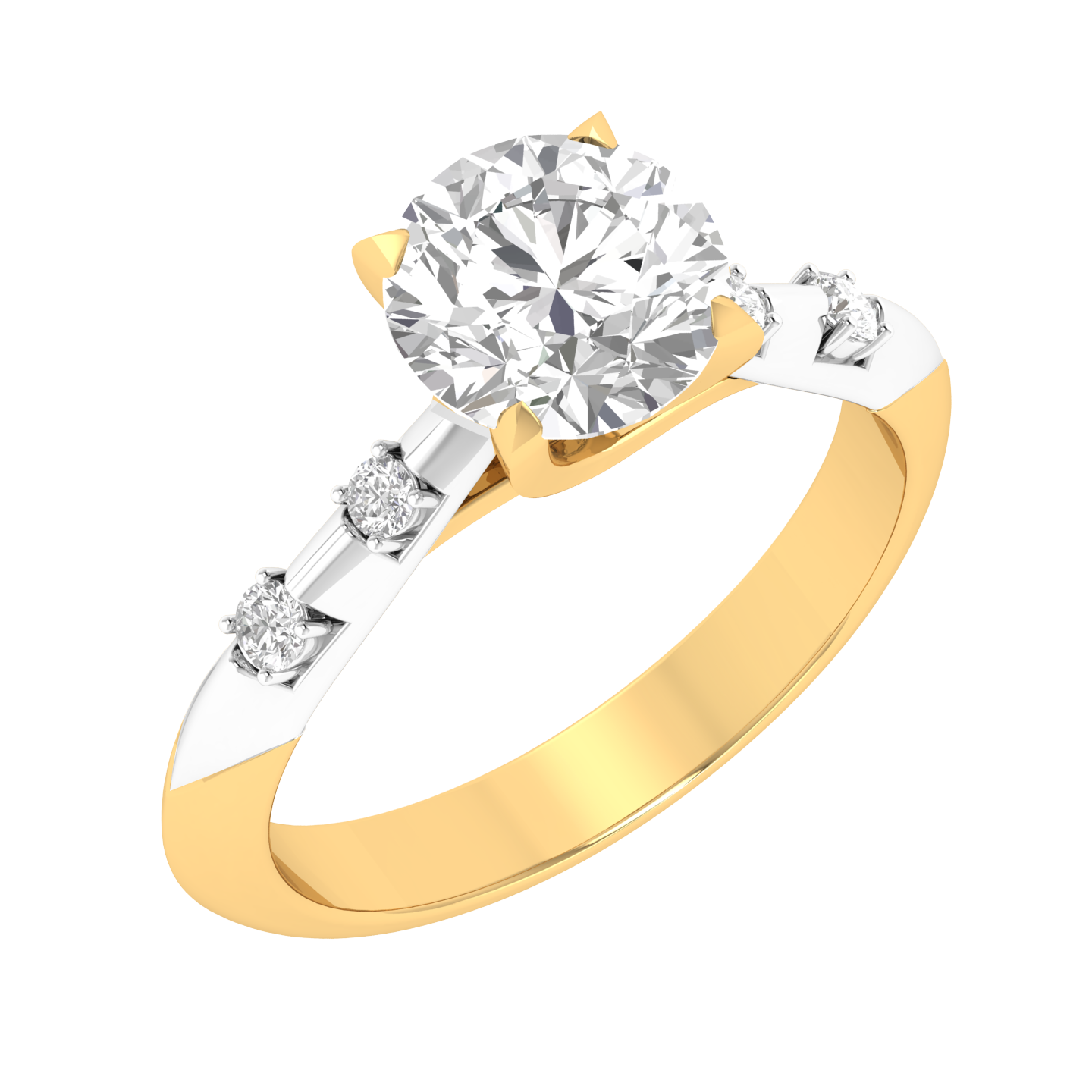 Multitone Round Diamond Ring - Gold