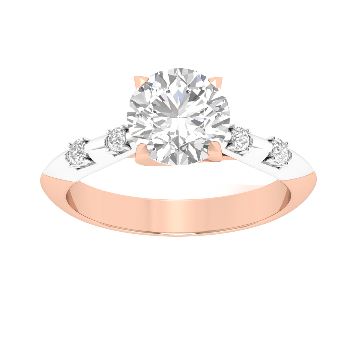 Multitone Round Diamond Ring - Rose