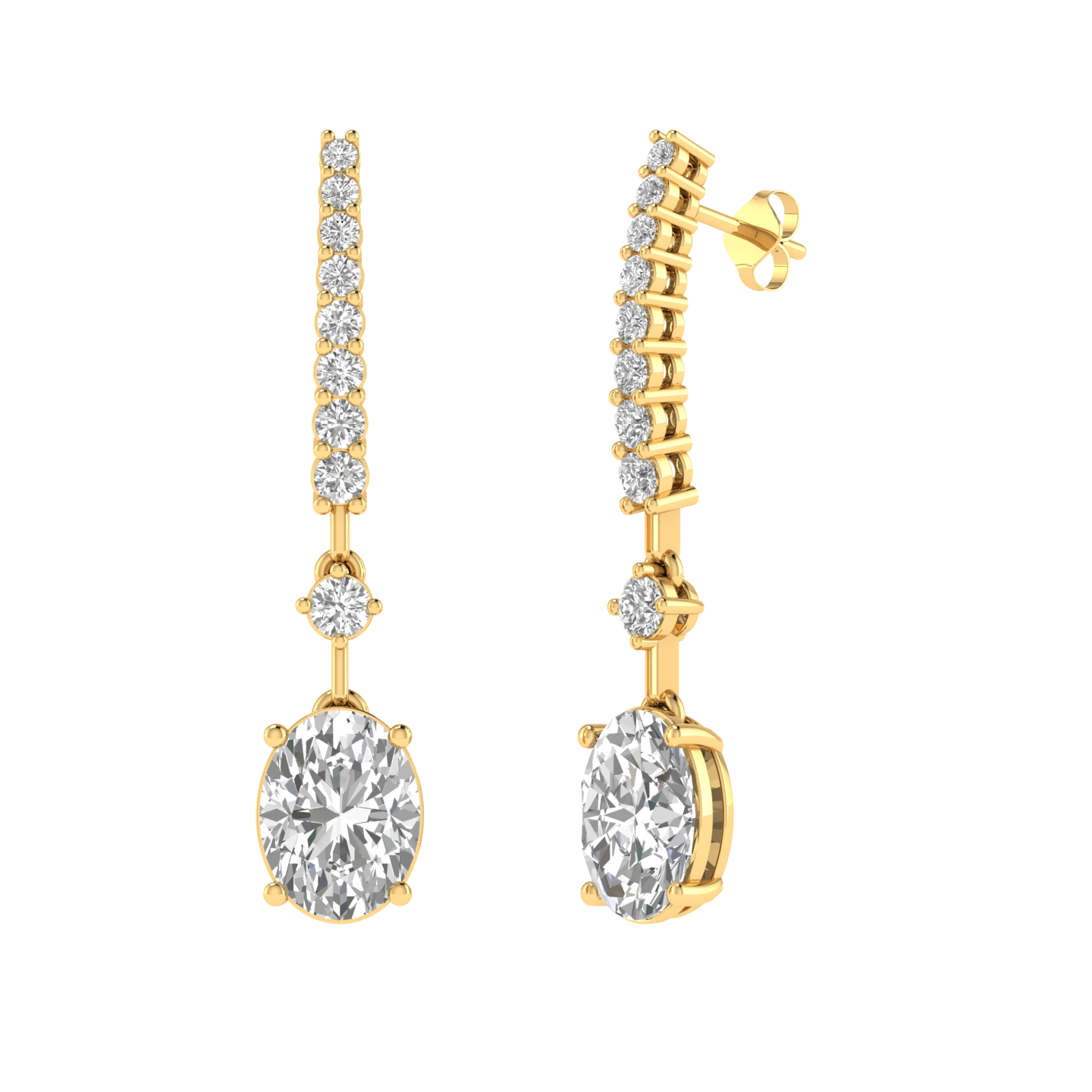oval dangler earrings - Gold