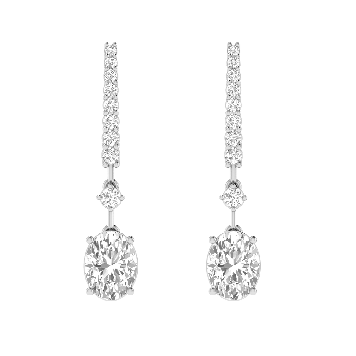 oval dangler earrings - White
