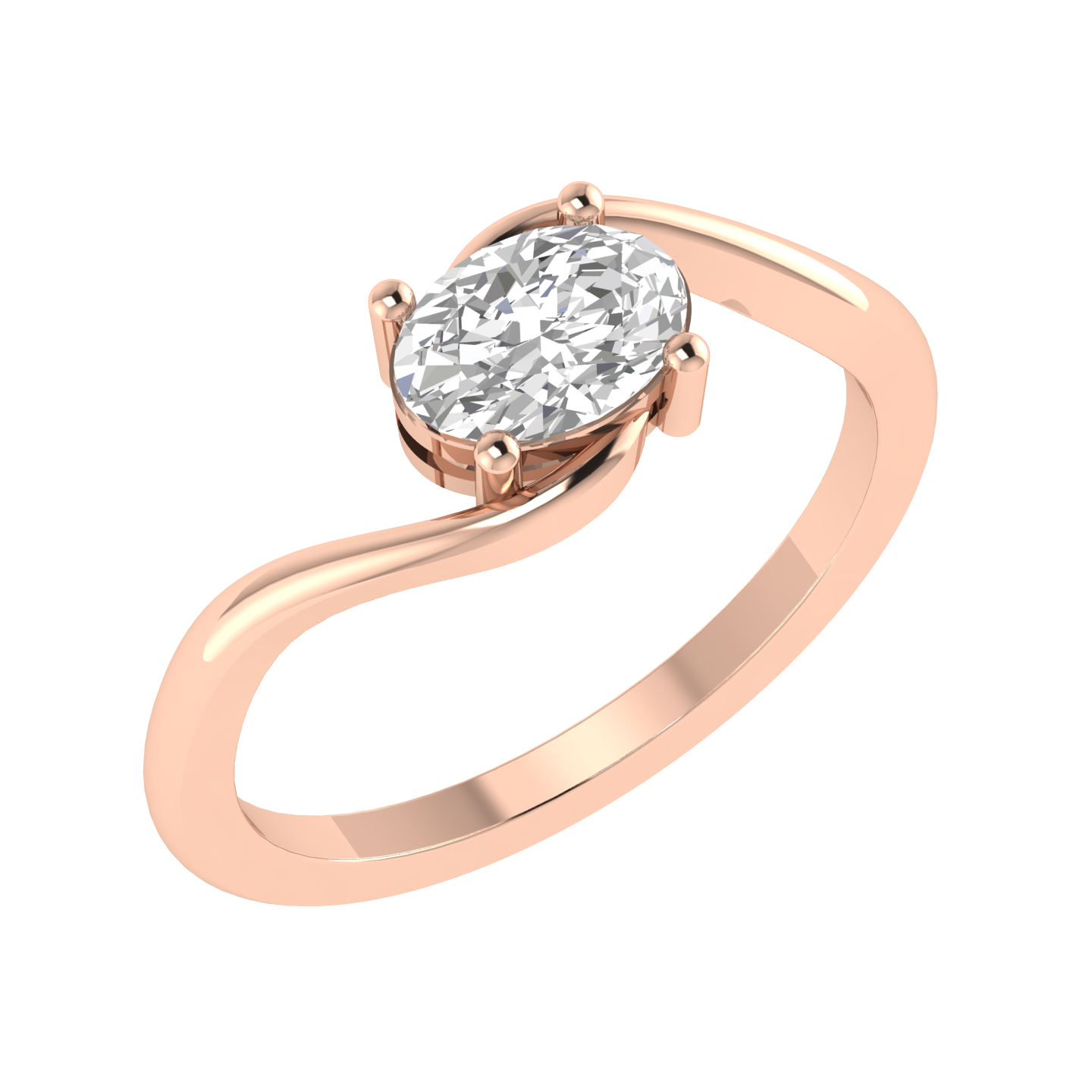 Oval Solitaire Ring - Rose