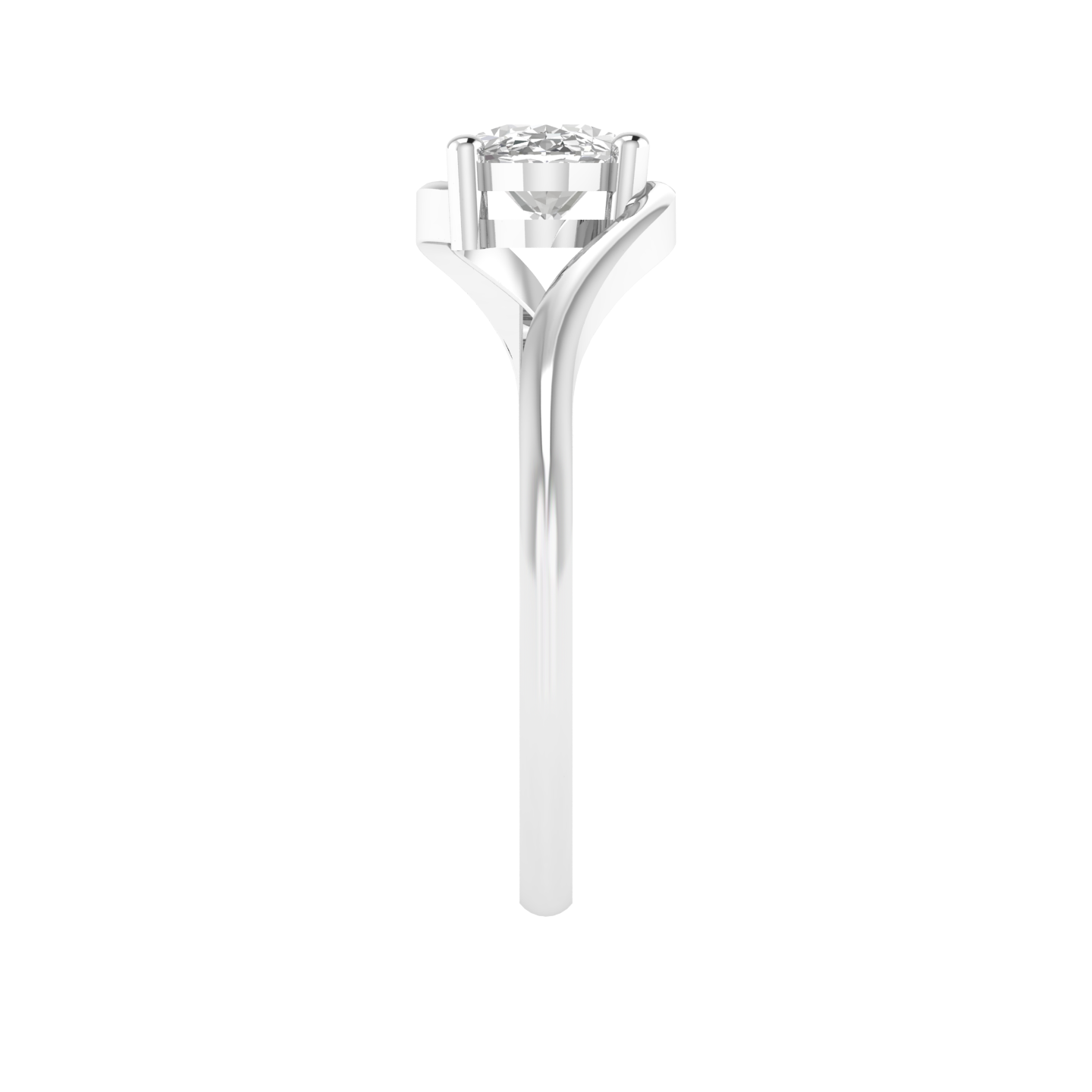 Oval Solitaire Ring - White