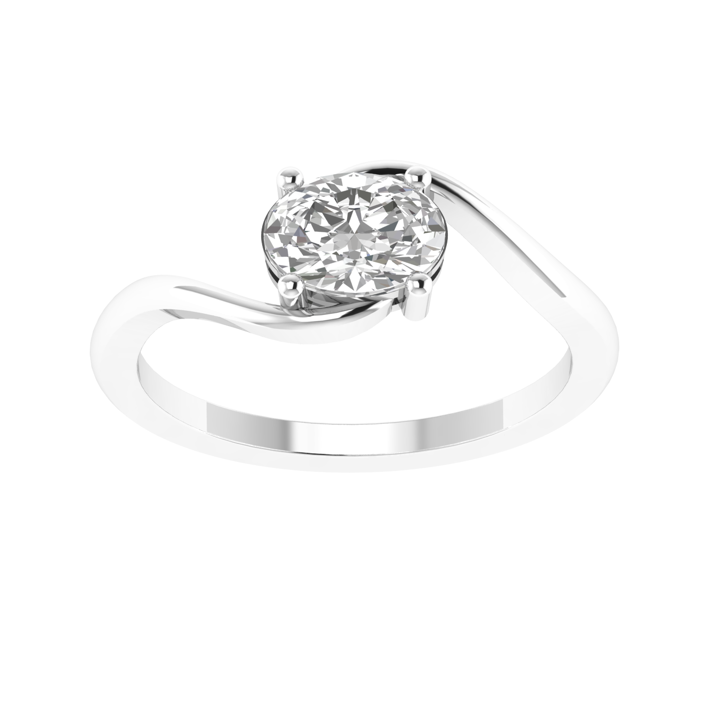 Oval Solitaire Ring - White