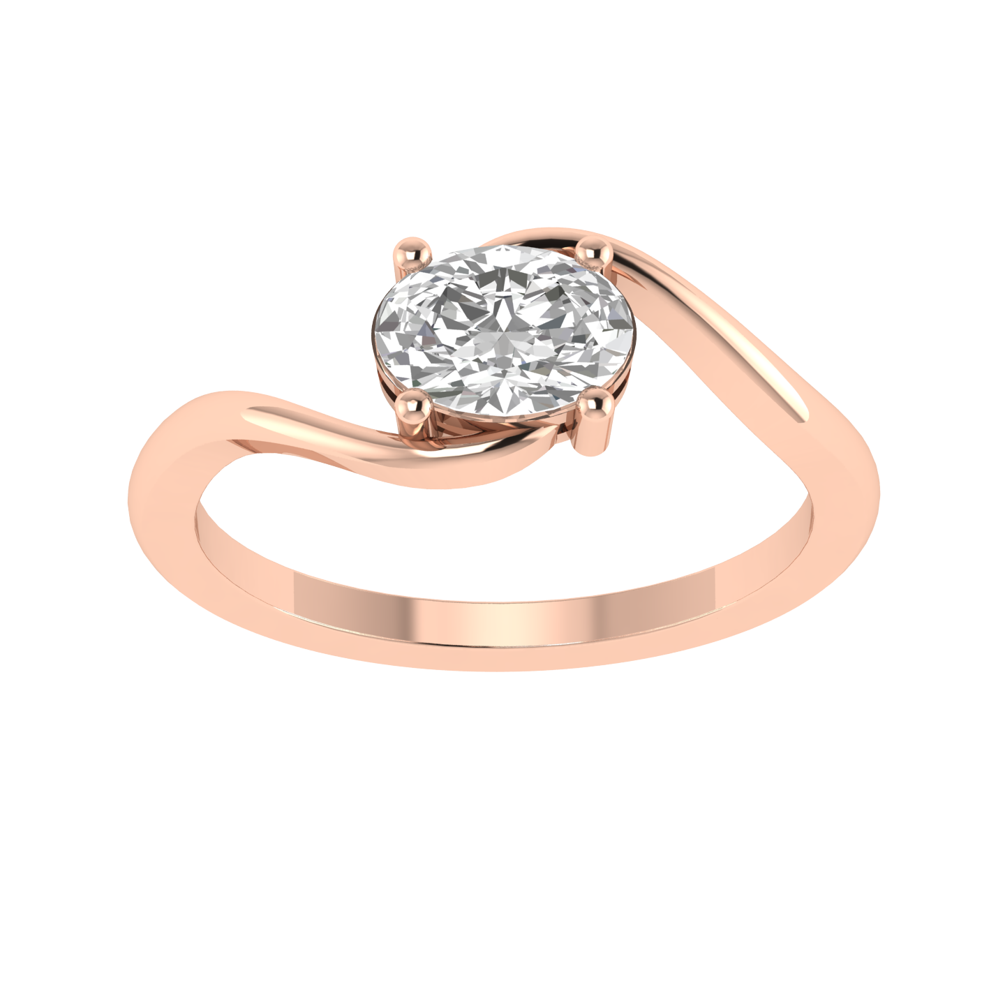 Oval Solitaire Ring - Rose