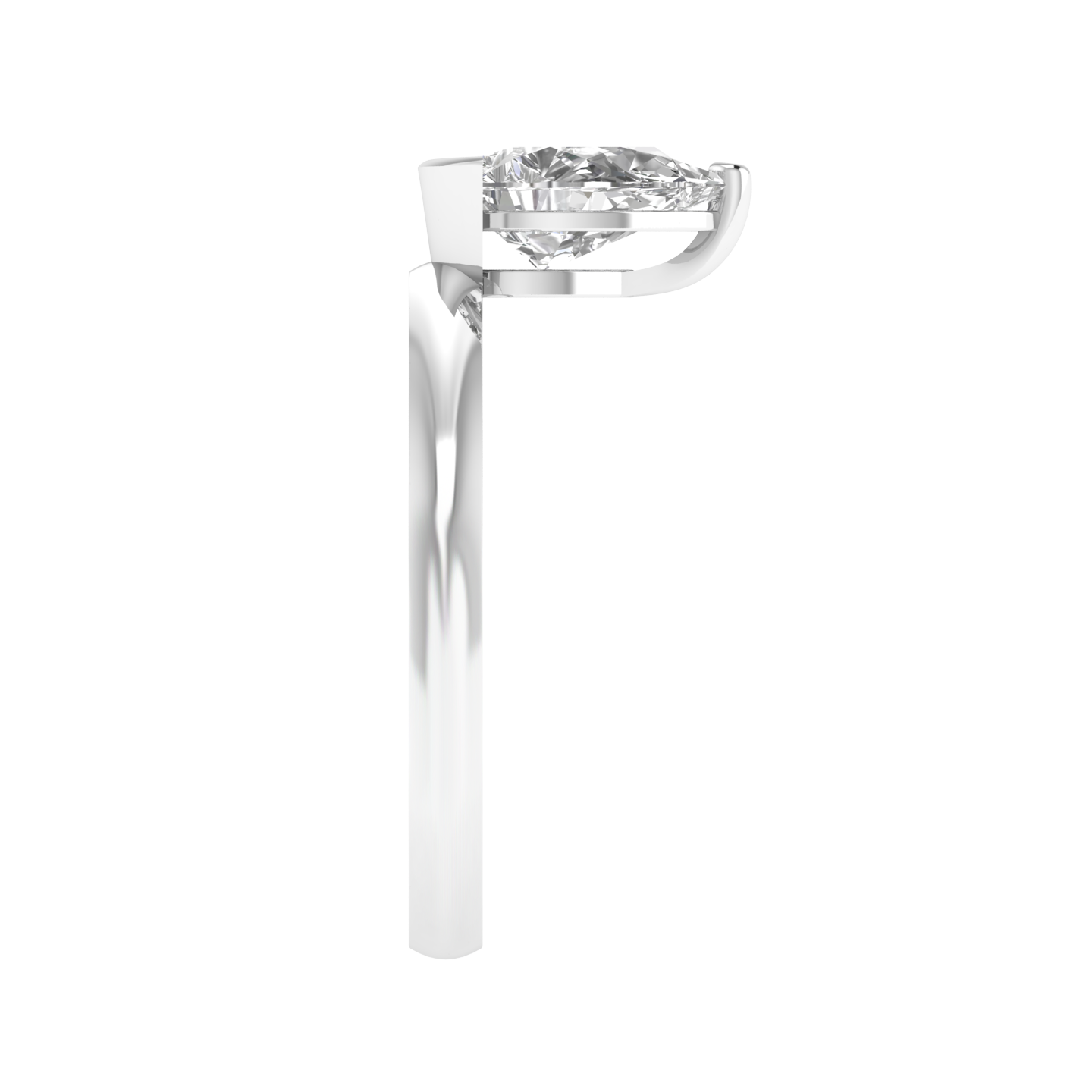 Pear Invisible Solitaire Ring - White