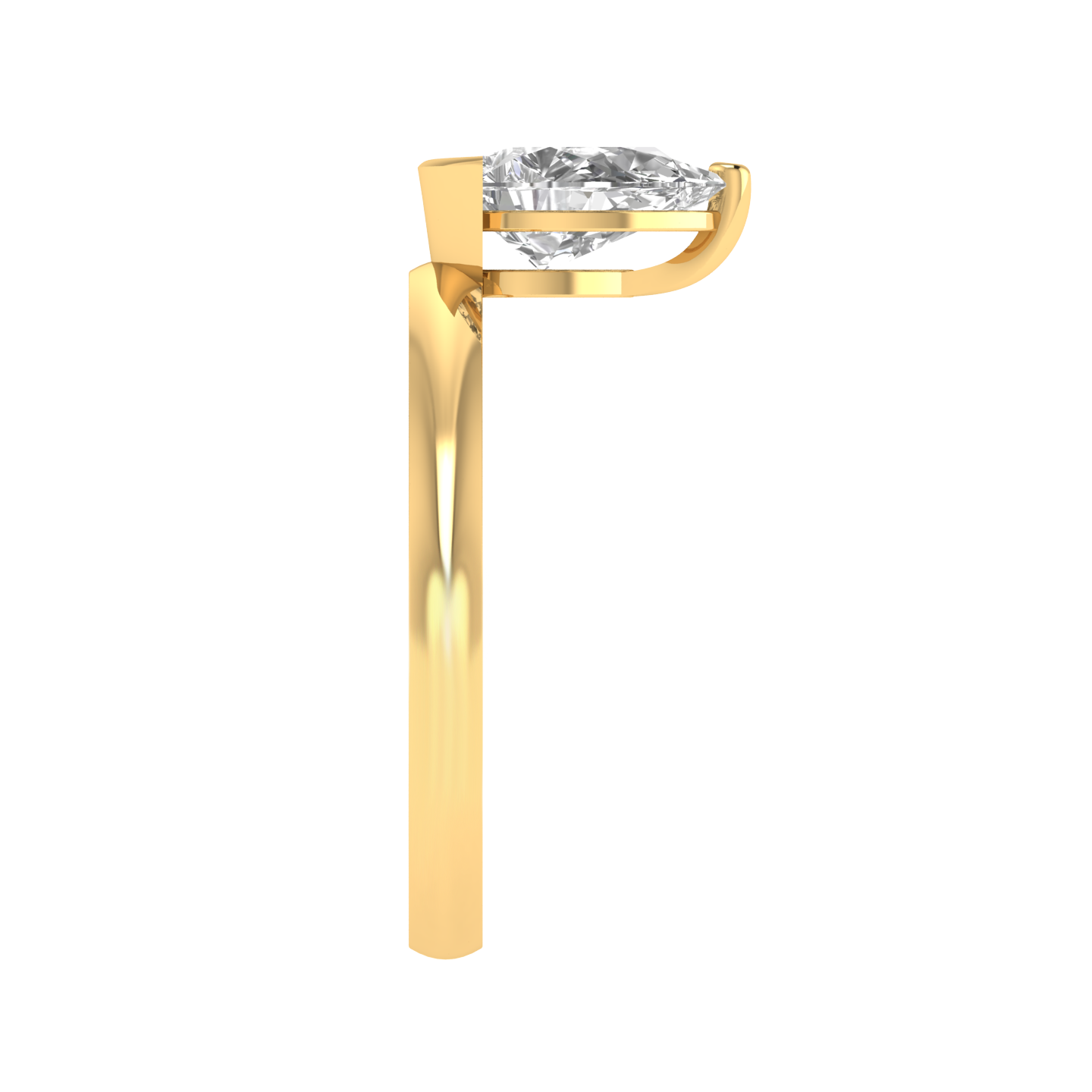 Pear Invisible Solitaire Ring - Gold
