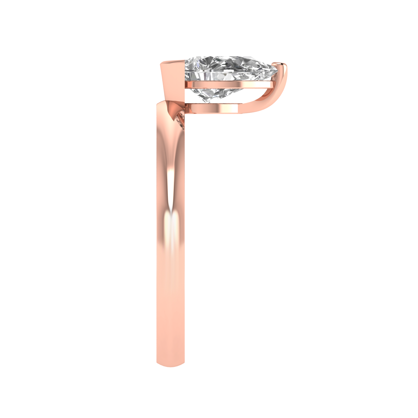 Pear Invisible Solitaire Ring - Rose
