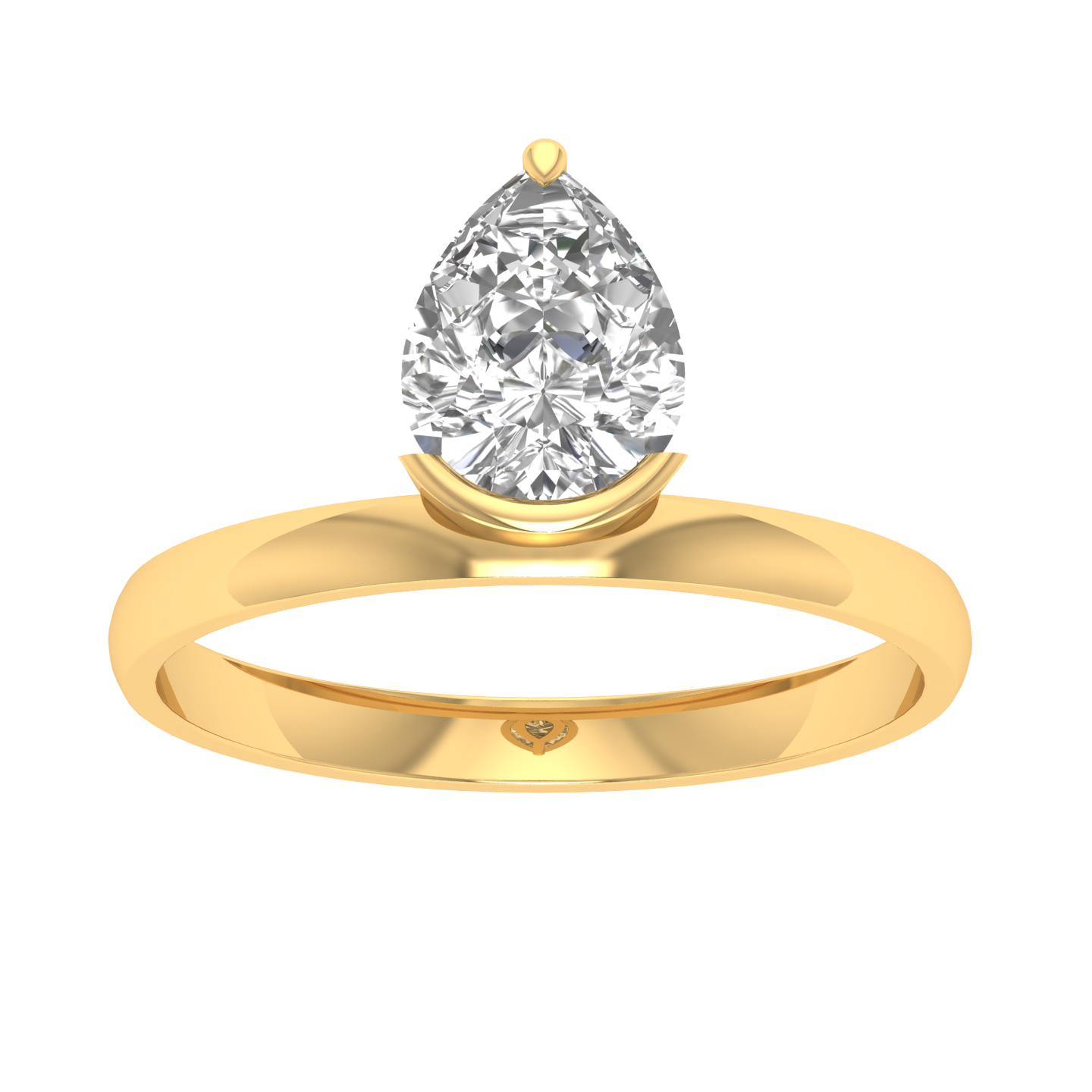 Pear Invisible Solitaire Ring - Gold